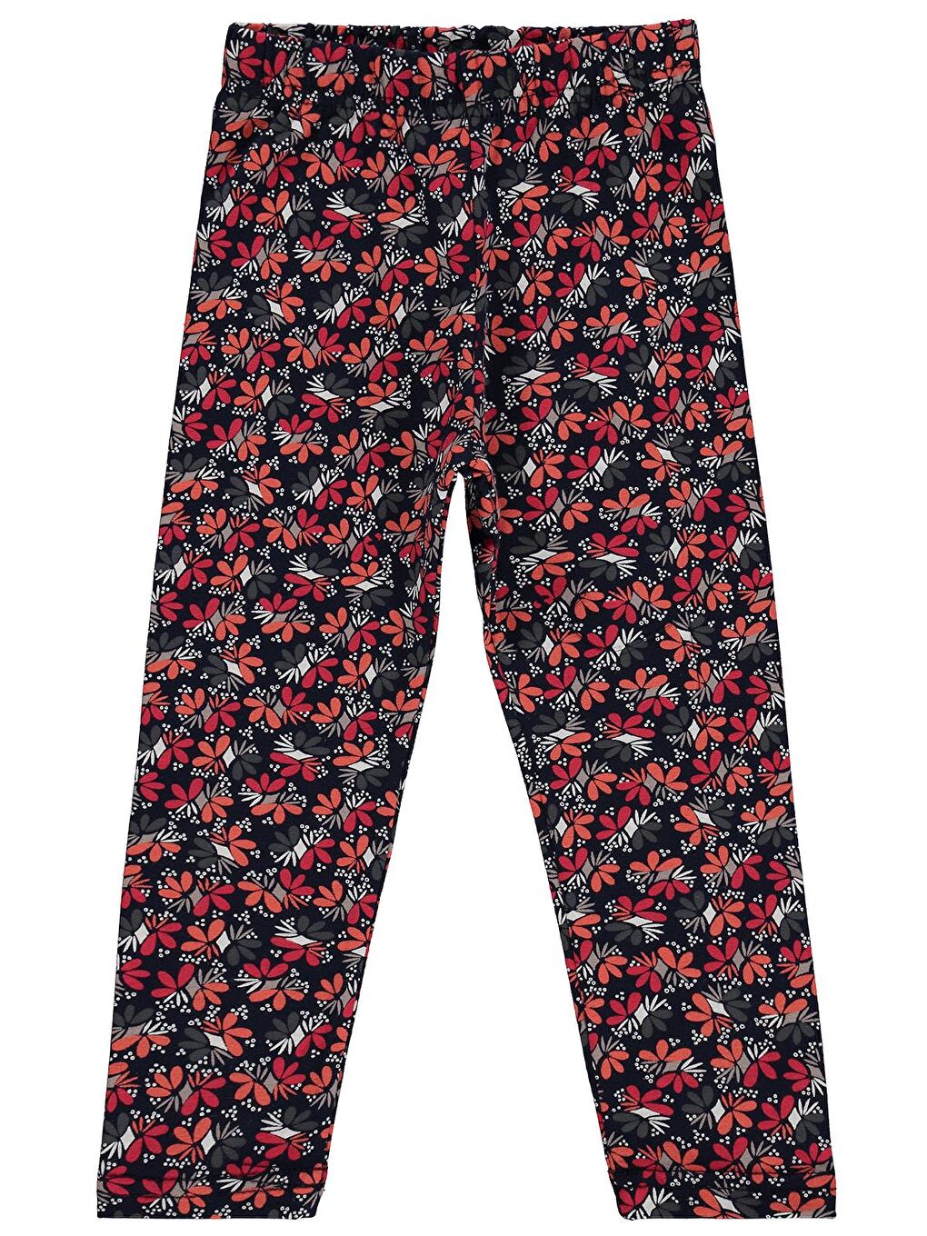 Girls Çiçek Desenli 2-5 Yaş Tayt - Siyah