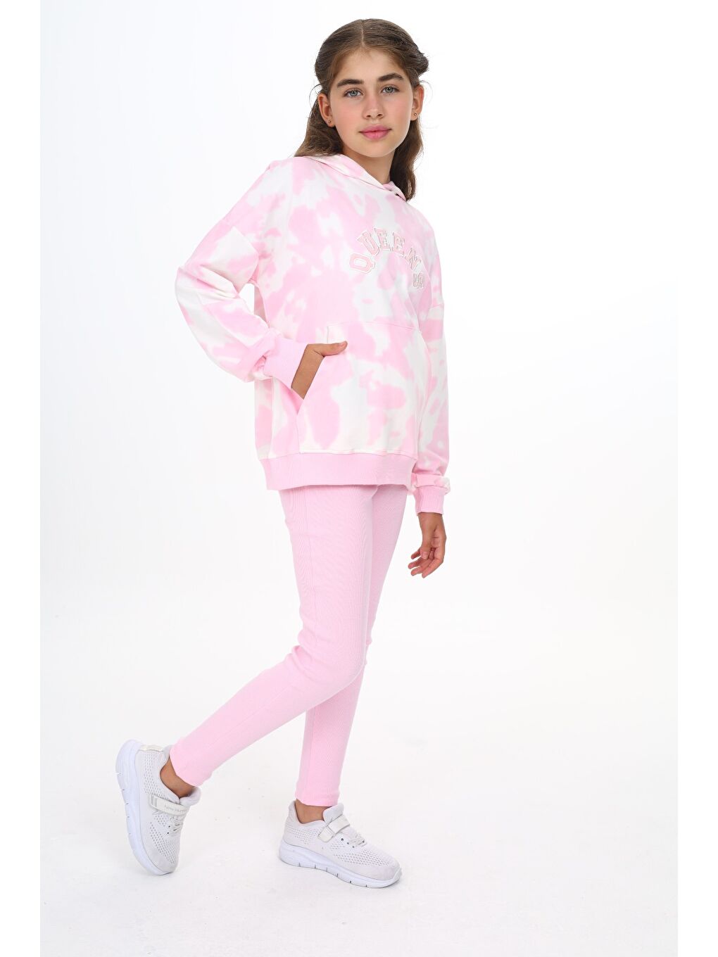 Toontoykids Pembe Kız Çocuk Batik Desenli Taytlı Takım - 4