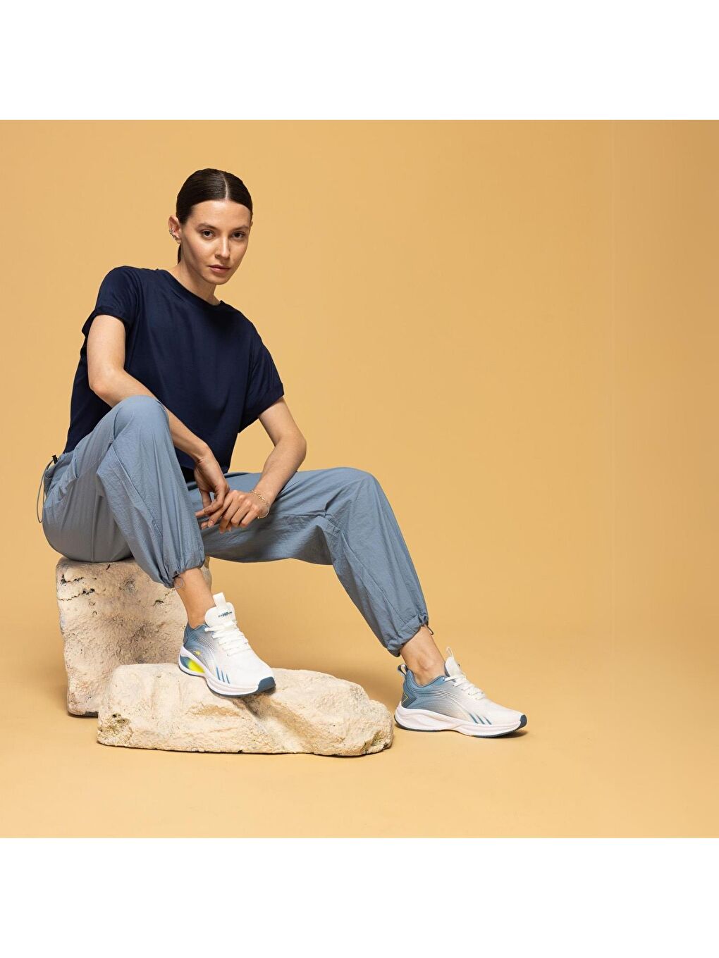 Kadın Spor Ayakkabı - Beyaz-Mavi, Fileli-2