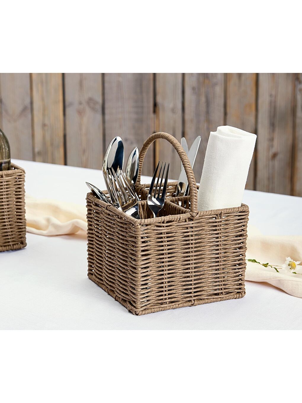 Kahverengi Çatal-Kaşıklık Sepet