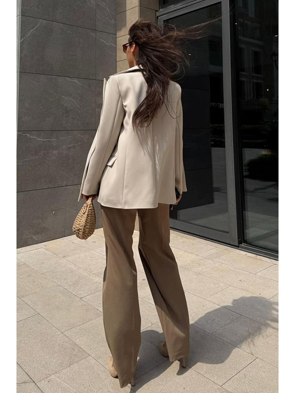 Turkuaz Taş Rengi Astarlı Kadın Blazer Ceket Mg2508-2