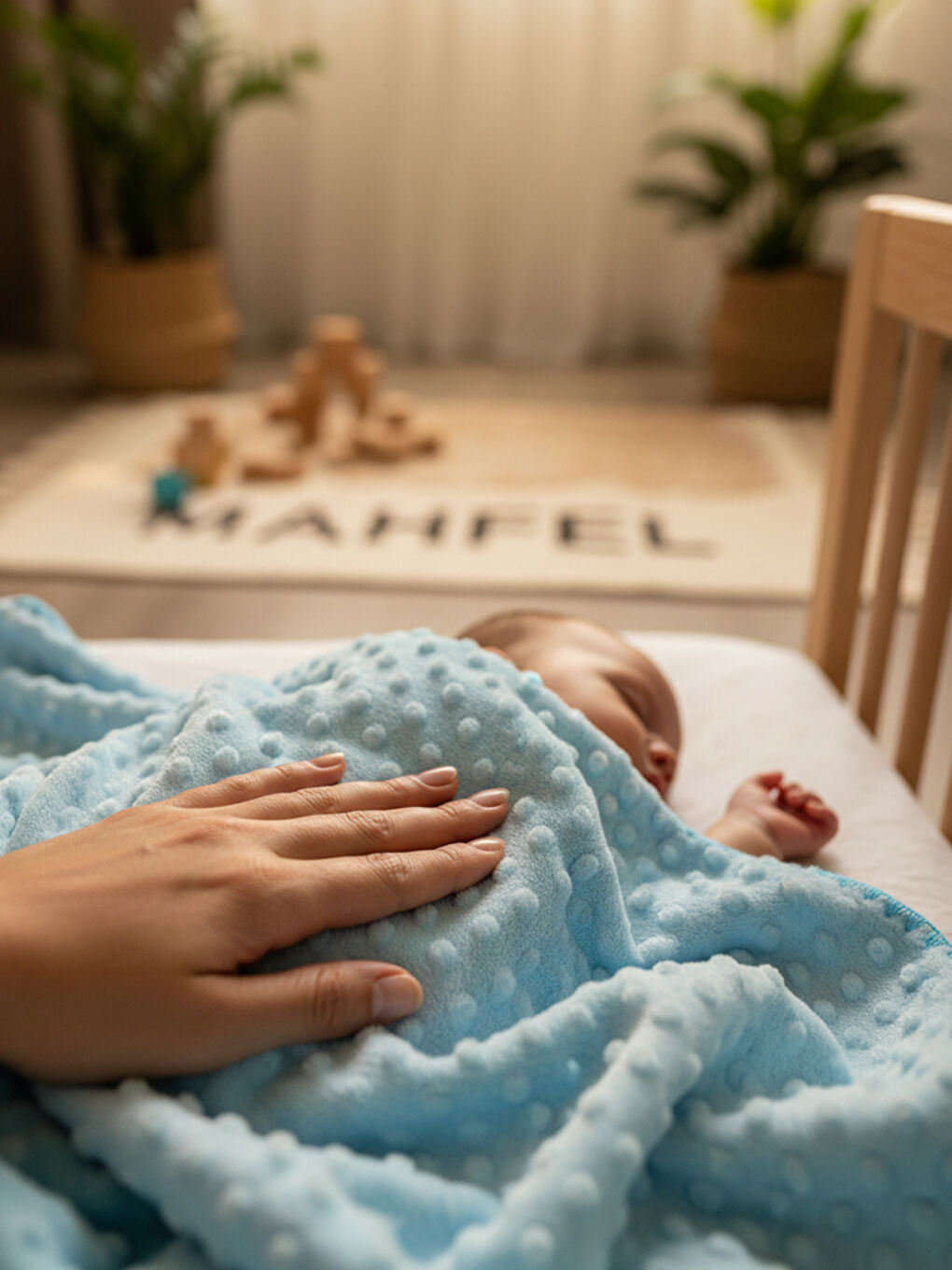 Nohut Dolgulu %100 Welsoft Bebek Battaniyesi Mavi-1