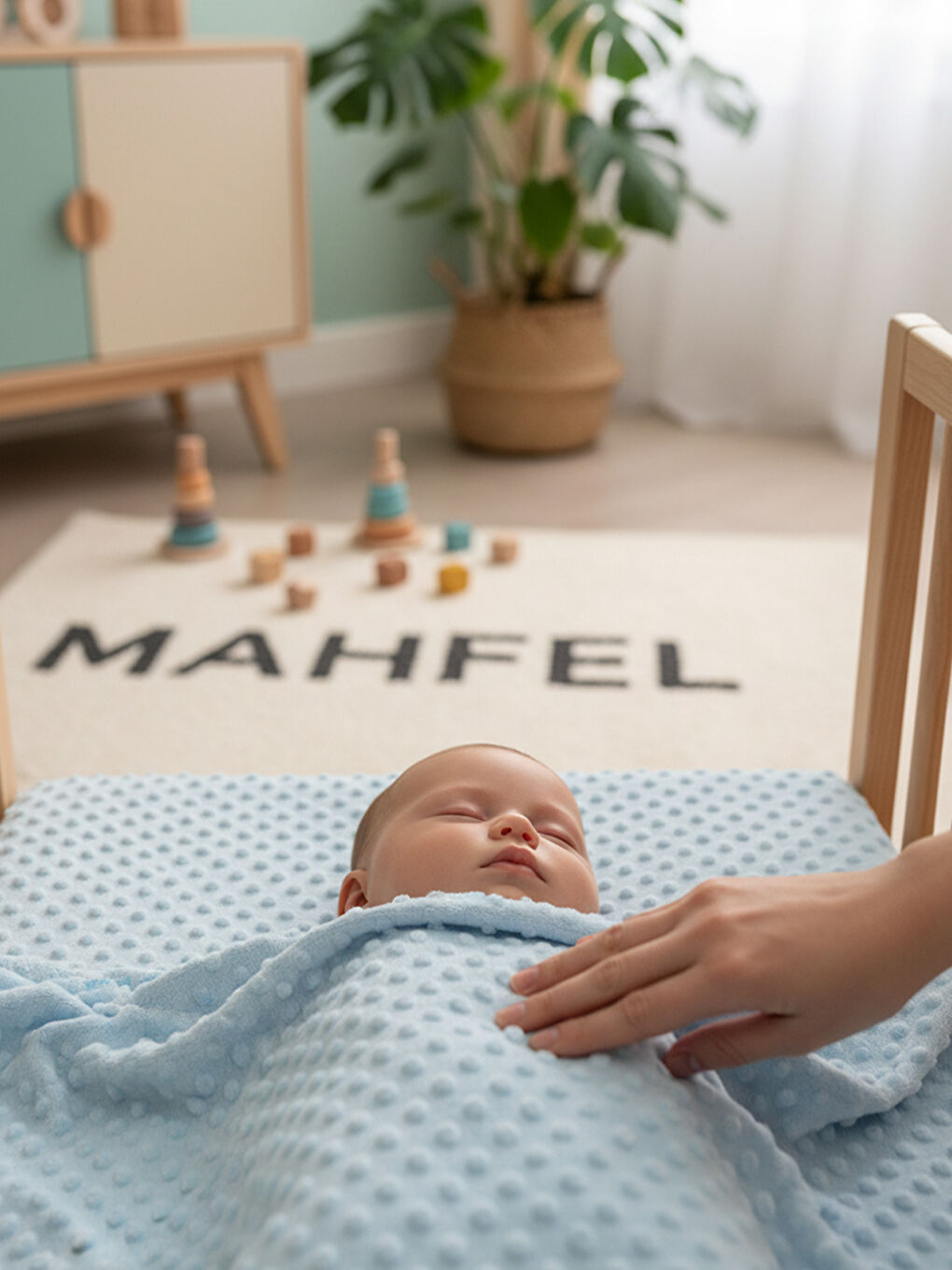 Nohut Dolgulu %100 Welsoft Bebek Battaniyesi Mavi-2