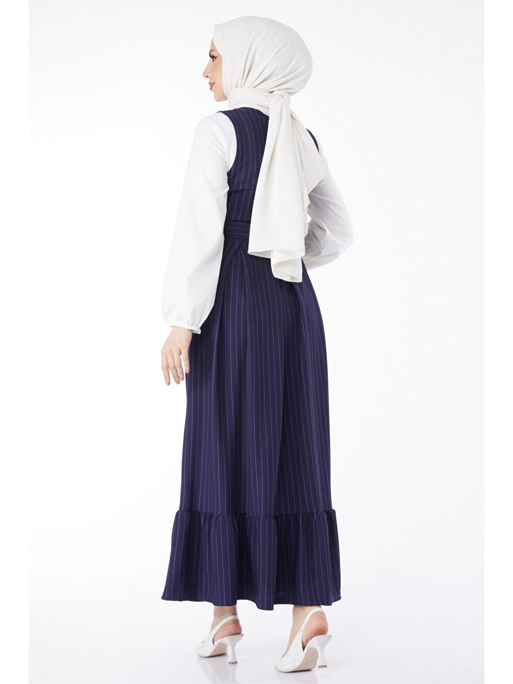 Bisiklet Yaka Kadın Lacivert Çizgili İkili Takım - 24616-5