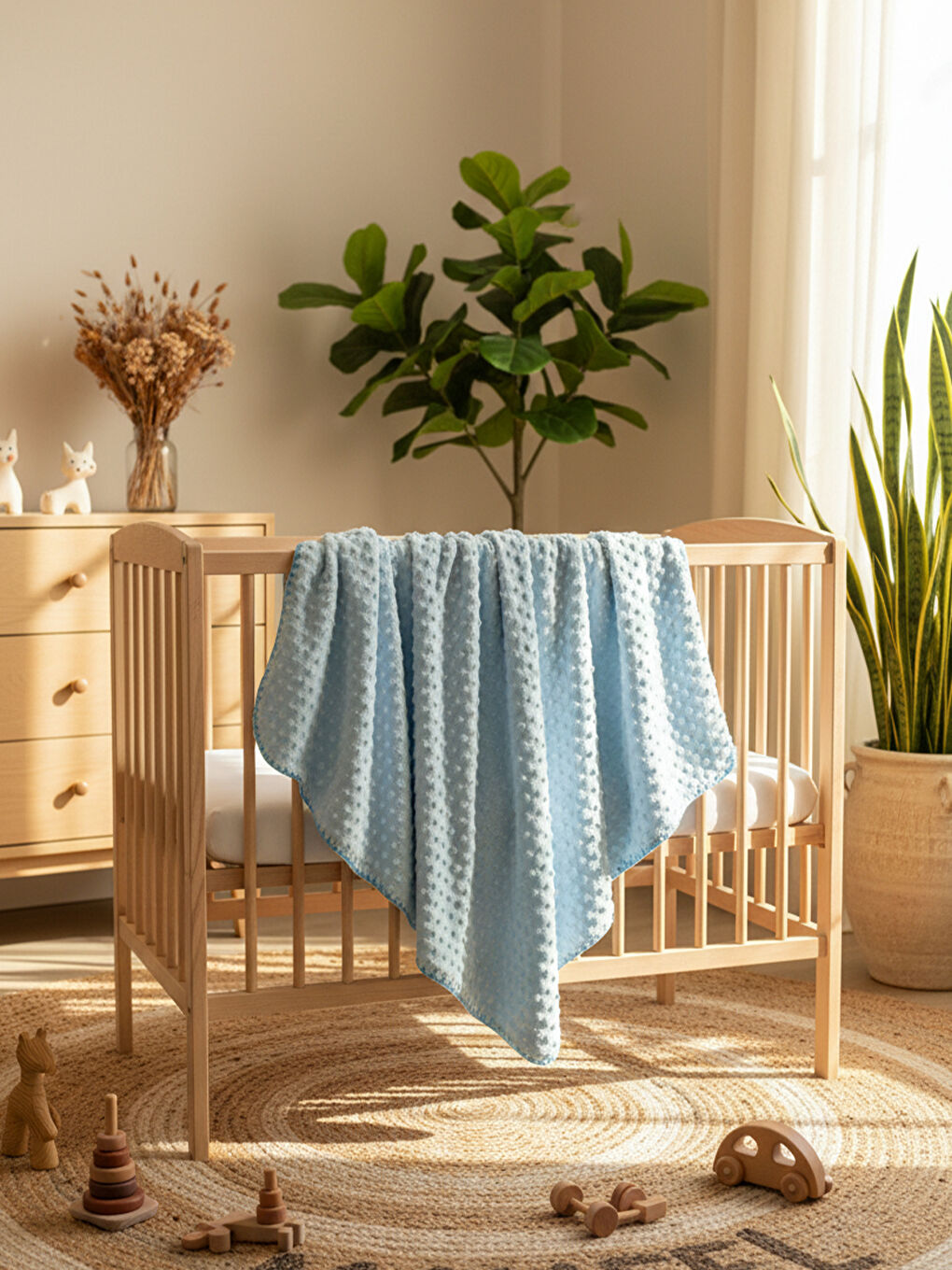 Nohut Dolgulu %100 Welsoft Bebek Battaniyesi Mavi-4