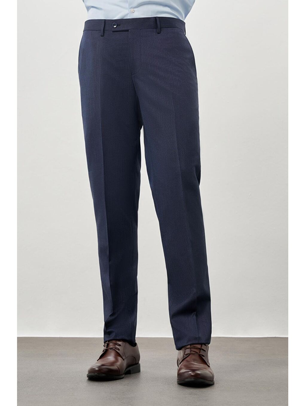 Lacivert Kendinden Desenli Bez Ayağı Yan Cep Comfort Fit Classic Erkek Pantolon 1003245166