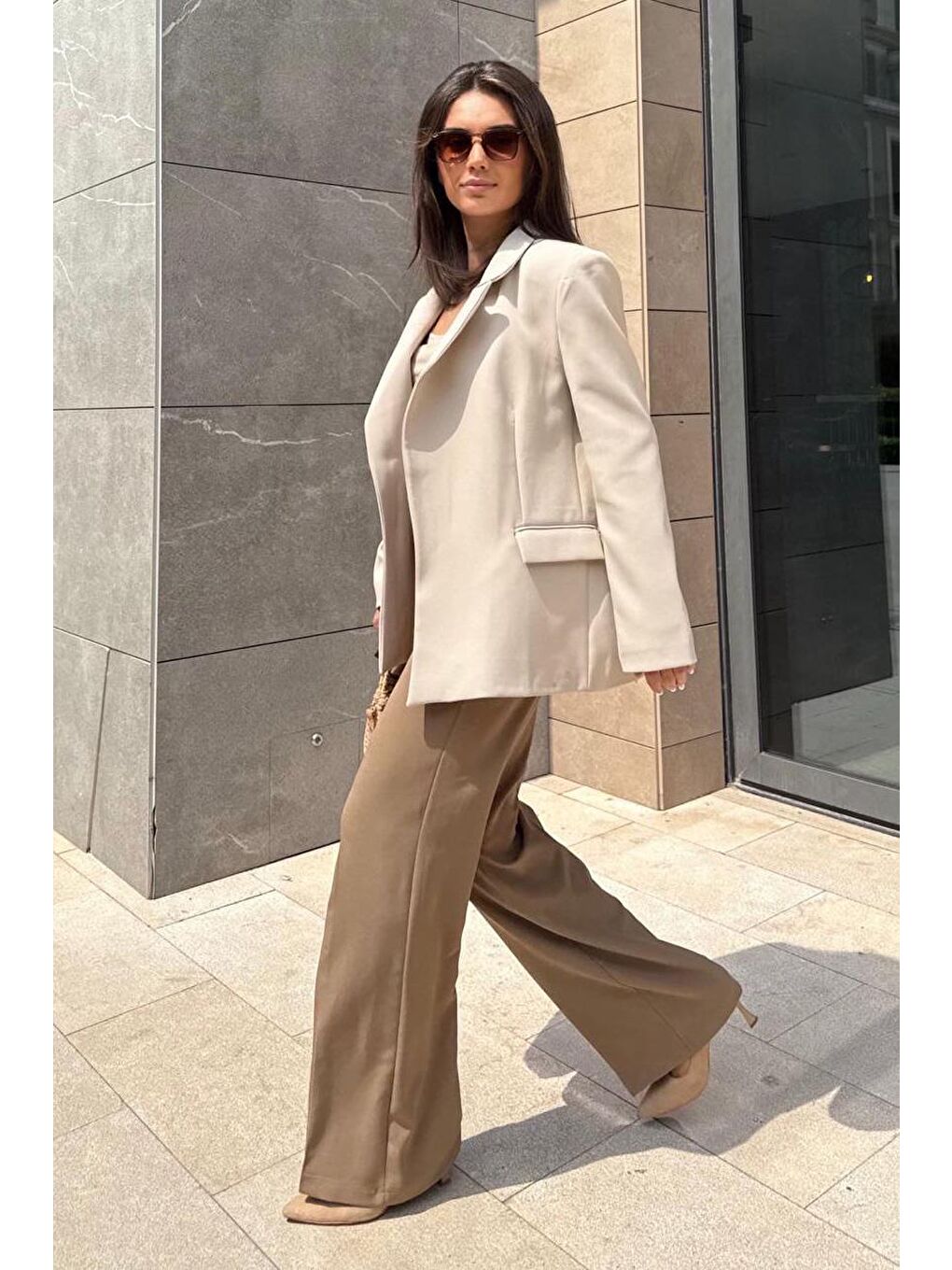 Turkuaz Taş Rengi Astarlı Kadın Blazer Ceket Mg2508-6