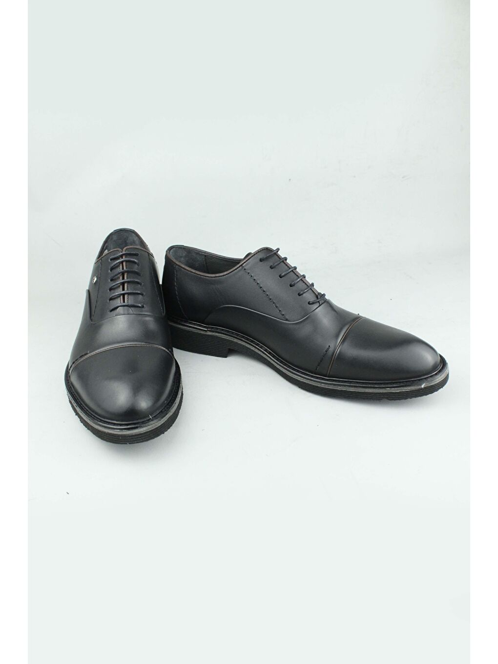 Siyah Trace Hakiki Deri Klasik Ayakkabı Erkek-2