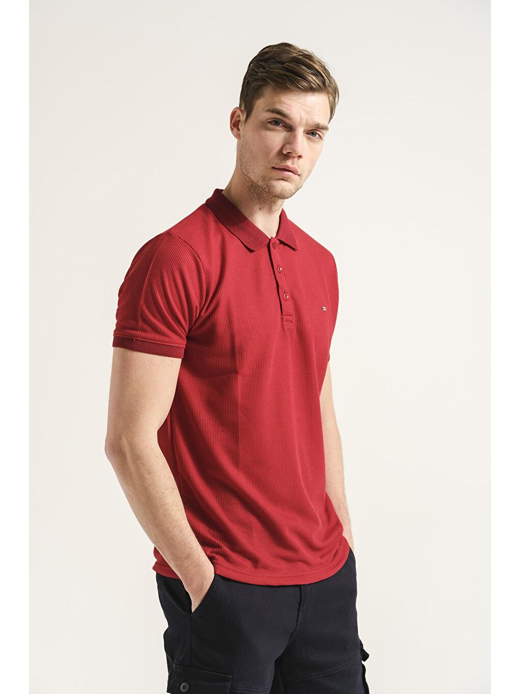 Oksit Kırmızı Slim Flit Fit Erkek Polo Yaka Tshirt