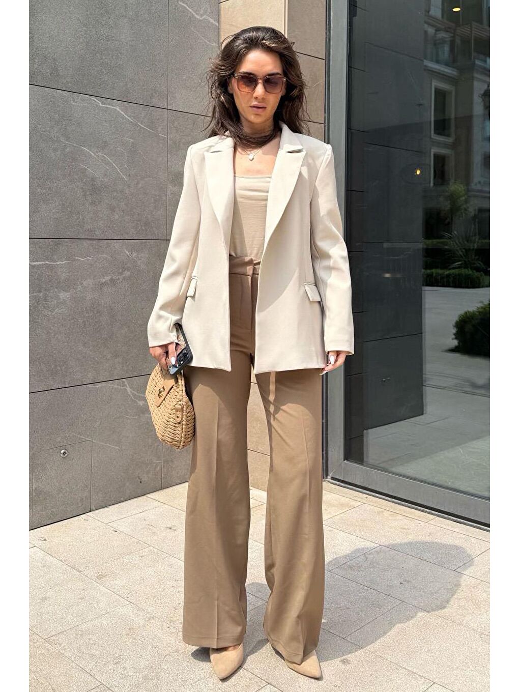 Turkuaz Taş Rengi Astarlı Kadın Blazer Ceket Mg2508-8