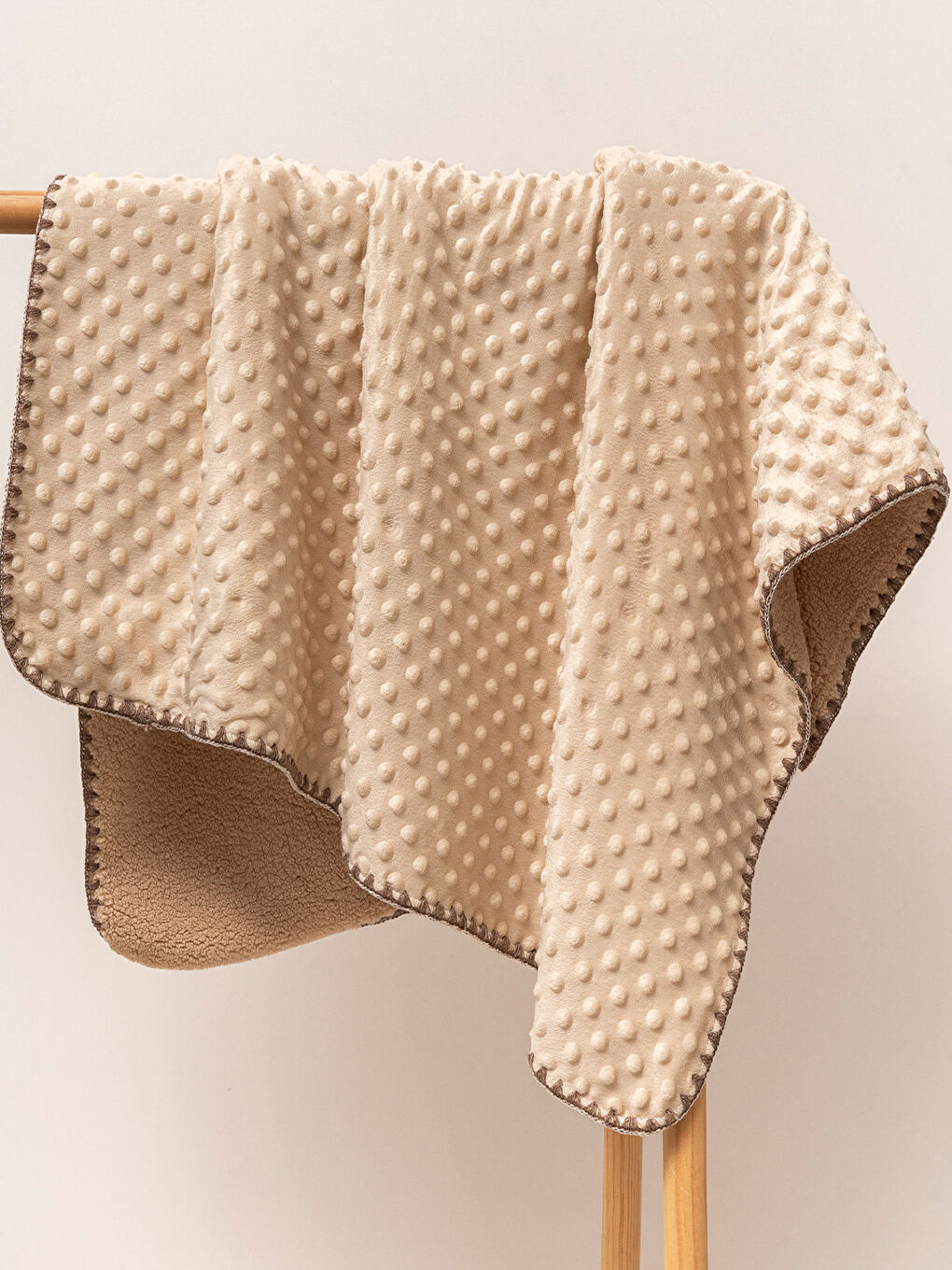 Kahverengi Welsoft Çift Katlı Nohutlu Bebek Battaniyesi Kahve