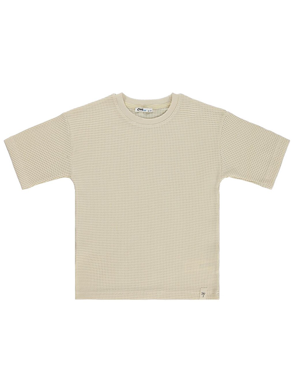 Boys Basic Waffle 10-13 Yaş Tişört - Kahverengi