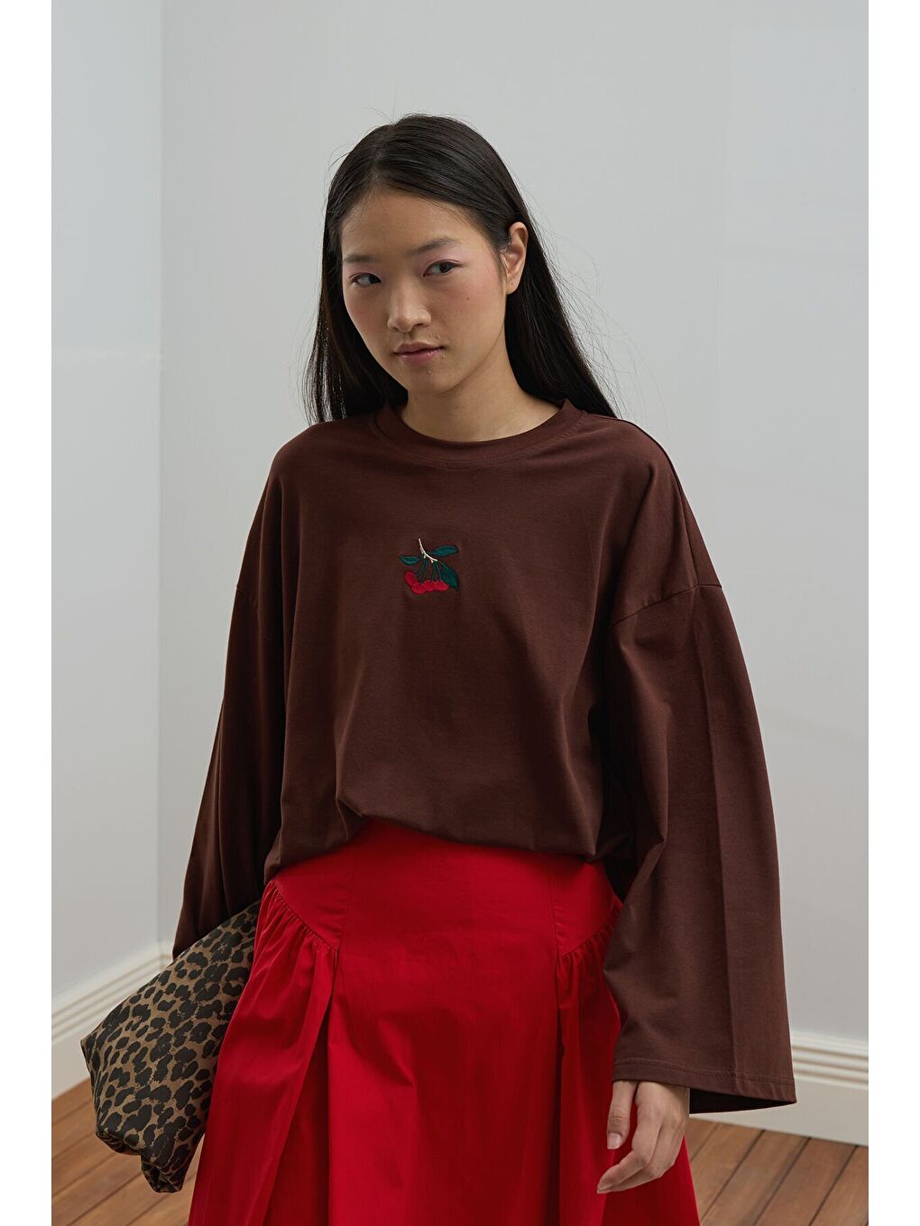 Kahverengi Acı Kahve Nakışlı Body