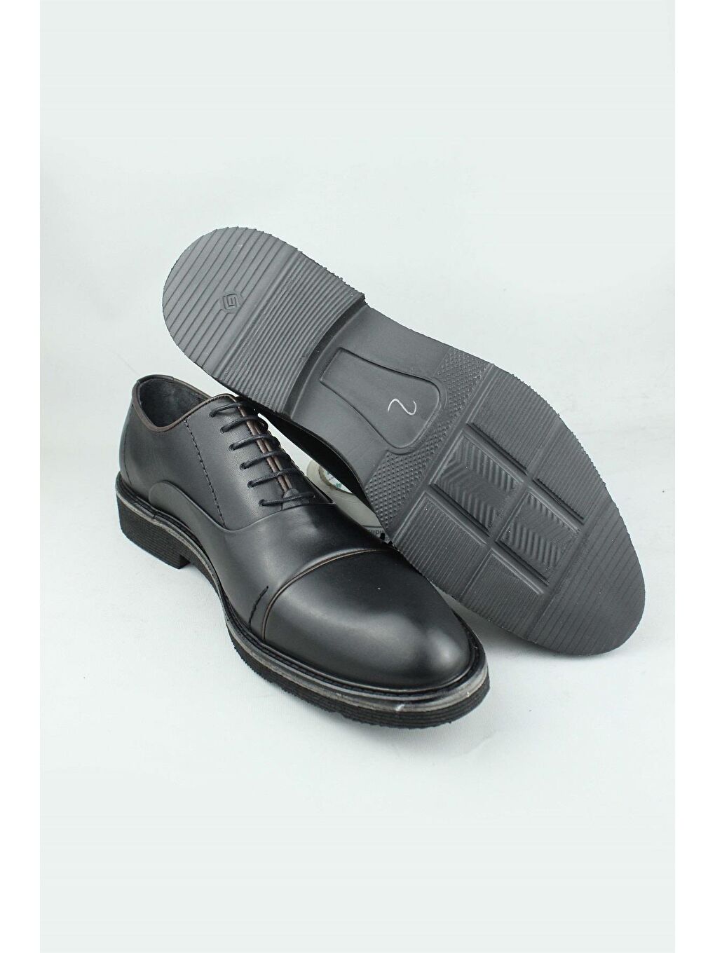 Siyah Trace Hakiki Deri Klasik Ayakkabı Erkek-3