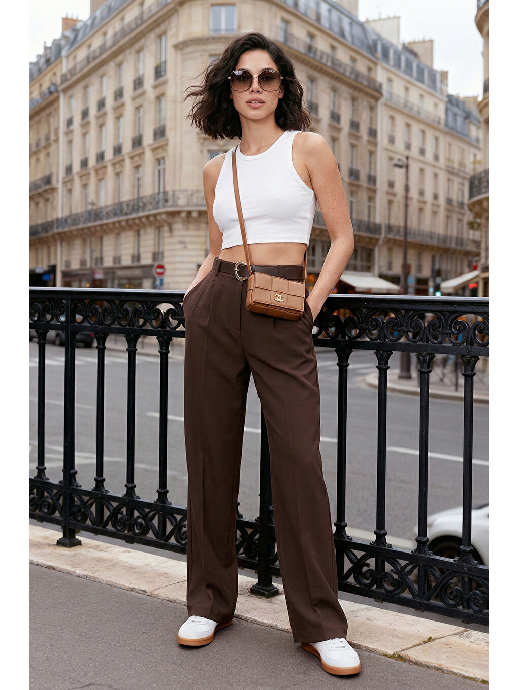 Kahverengi Regular Fit Normal Bel Düz Paça Kadın Pantolon 6923875