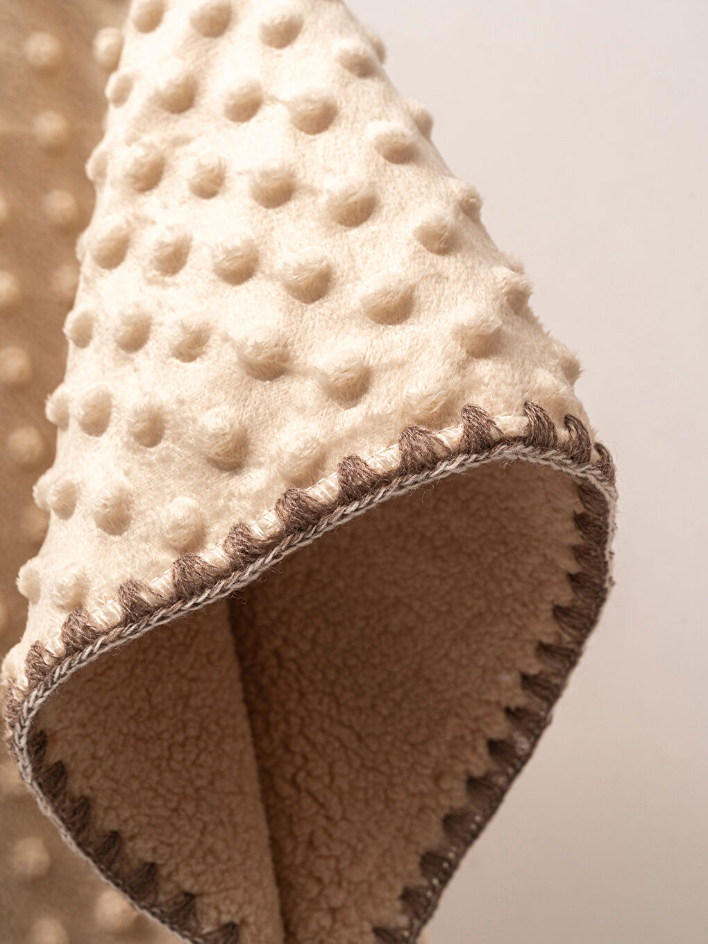 Kahverengi Welsoft Çift Katlı Nohutlu Bebek Battaniyesi Kahve-4