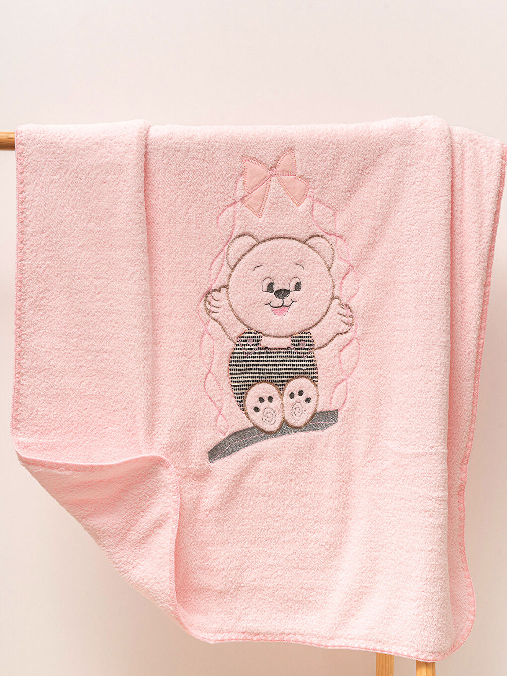Pembe Çift Katlı Welsoft Salıncak Nakışlı Bebek Battaniyesi PEMBE