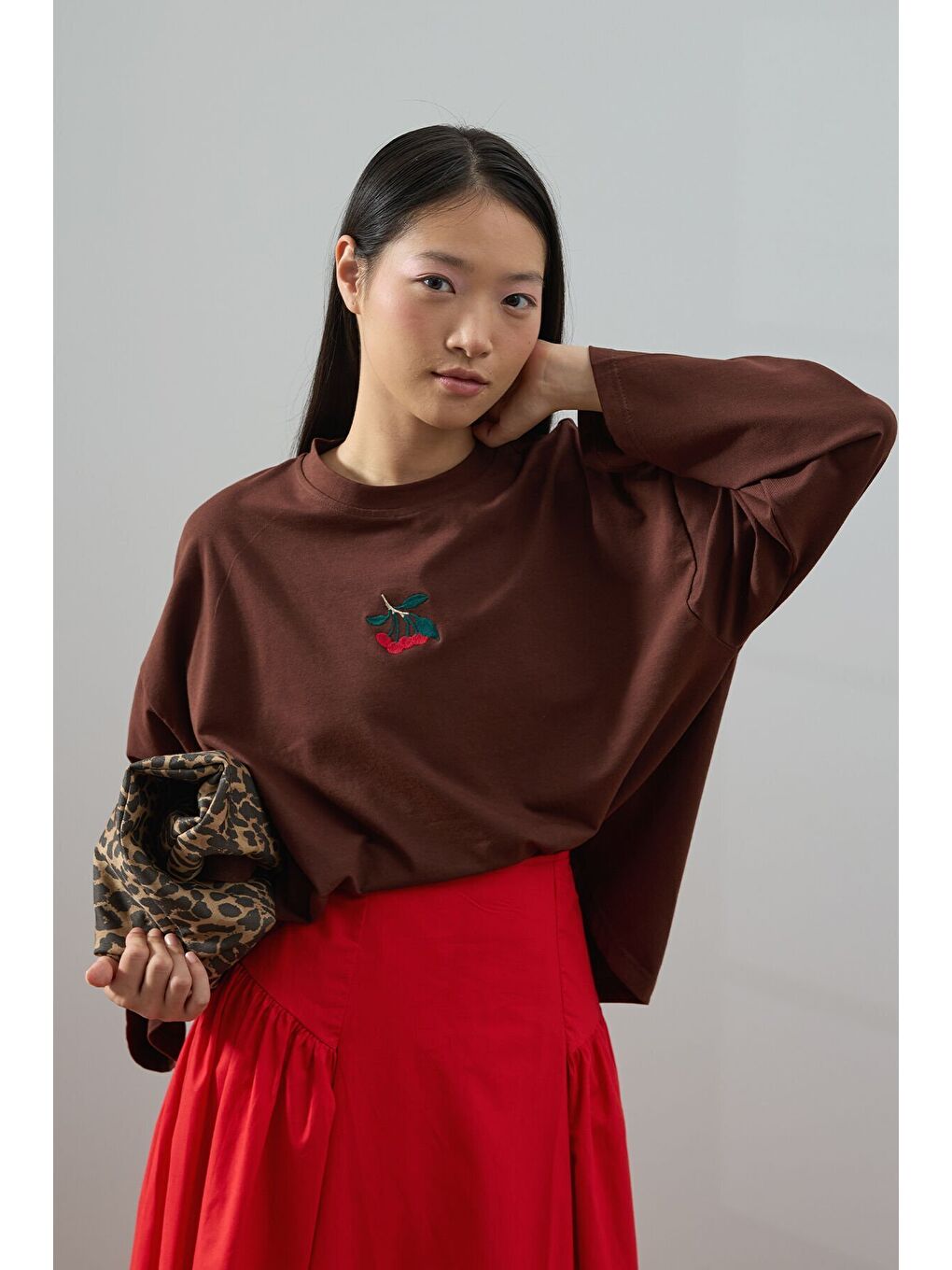 Kahverengi Acı Kahve Nakışlı Body-1