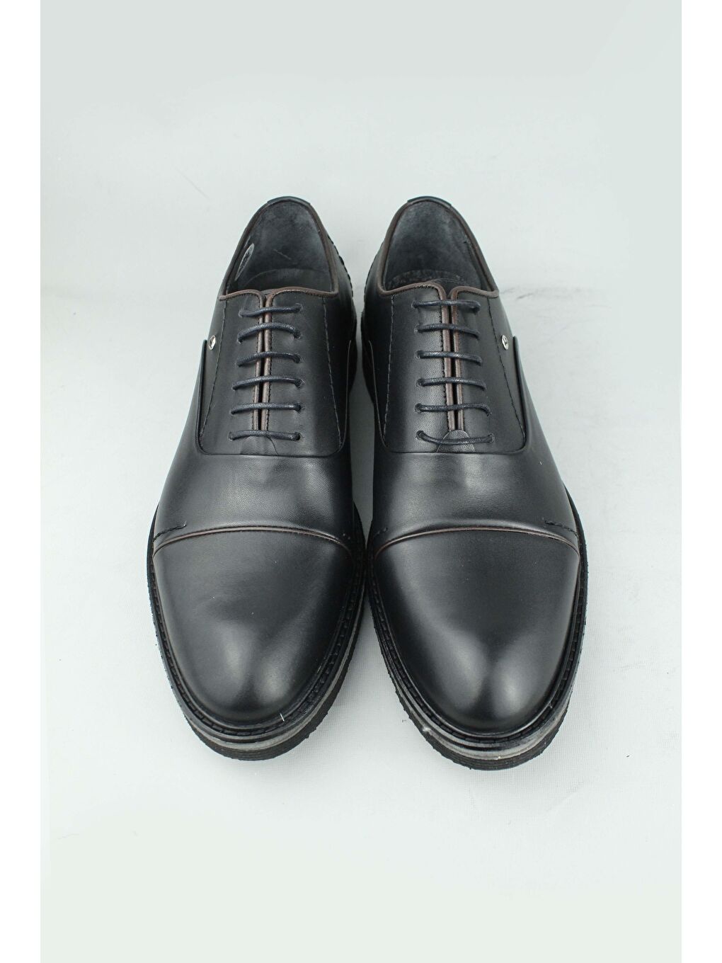 Siyah Trace Hakiki Deri Klasik Ayakkabı Erkek-4