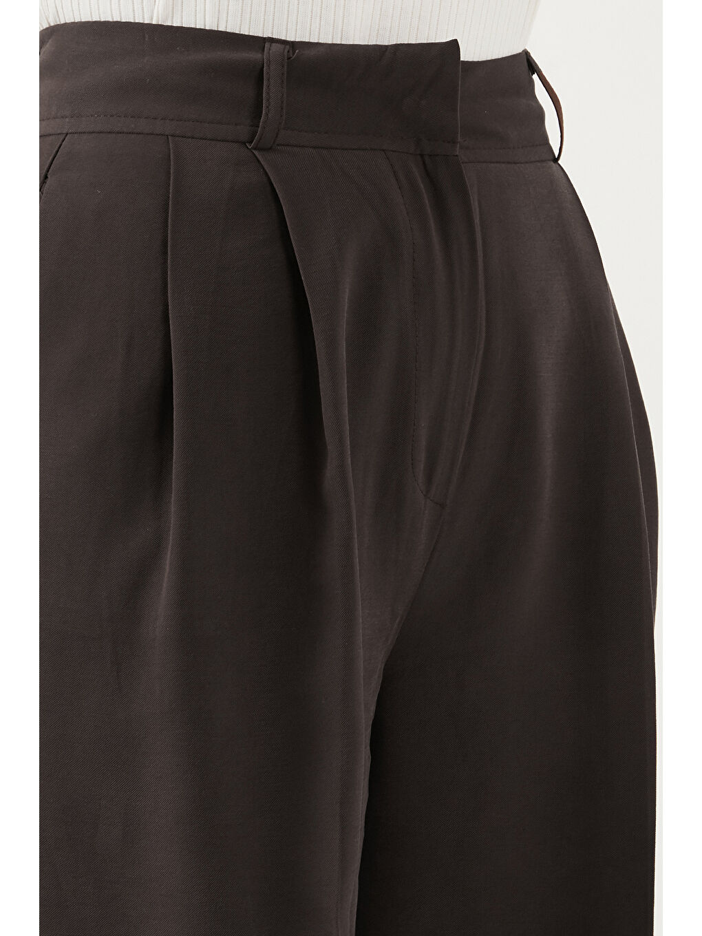 Kahverengi Wide Leg Yüksek Bel Geniş Paça Pileli Kadın Pantolon 6923871-5