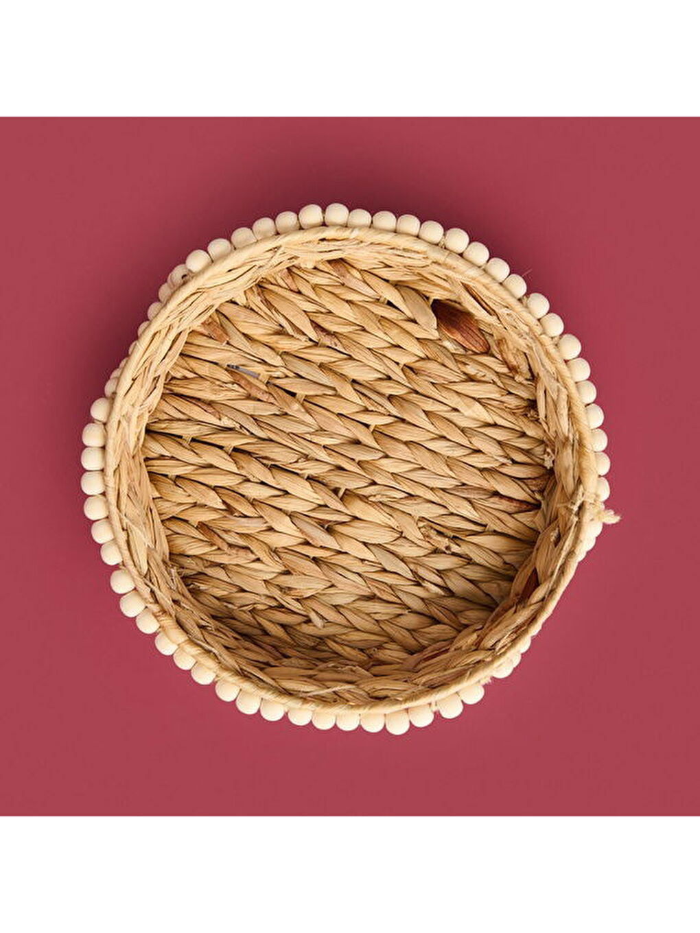 Boncuklu Su Sümbülü Dekoratif Tepsi - Bej - 33 cm-3