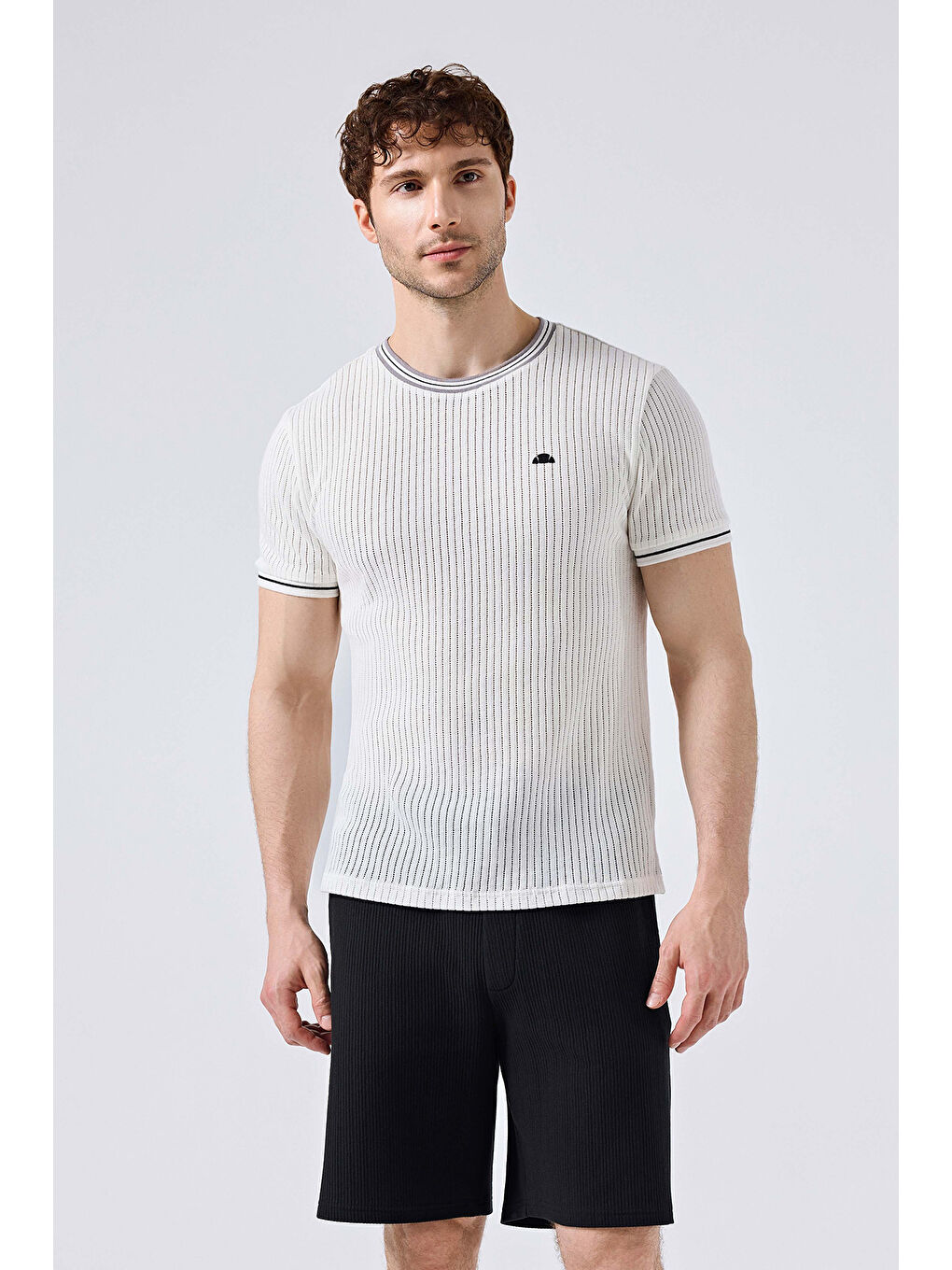 Beyaz % 100 Pamuk Regular Fit Bisiklet Yaka Triko T Shirt 6SM5046-OF