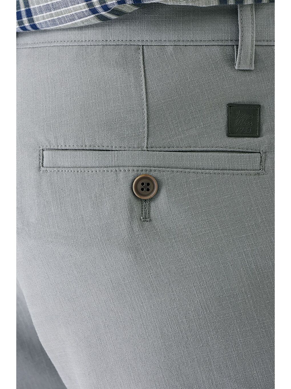 Gri Esnek Yandan Cepli Casual Comfort Fit Chino Pantolon 1003240158-1