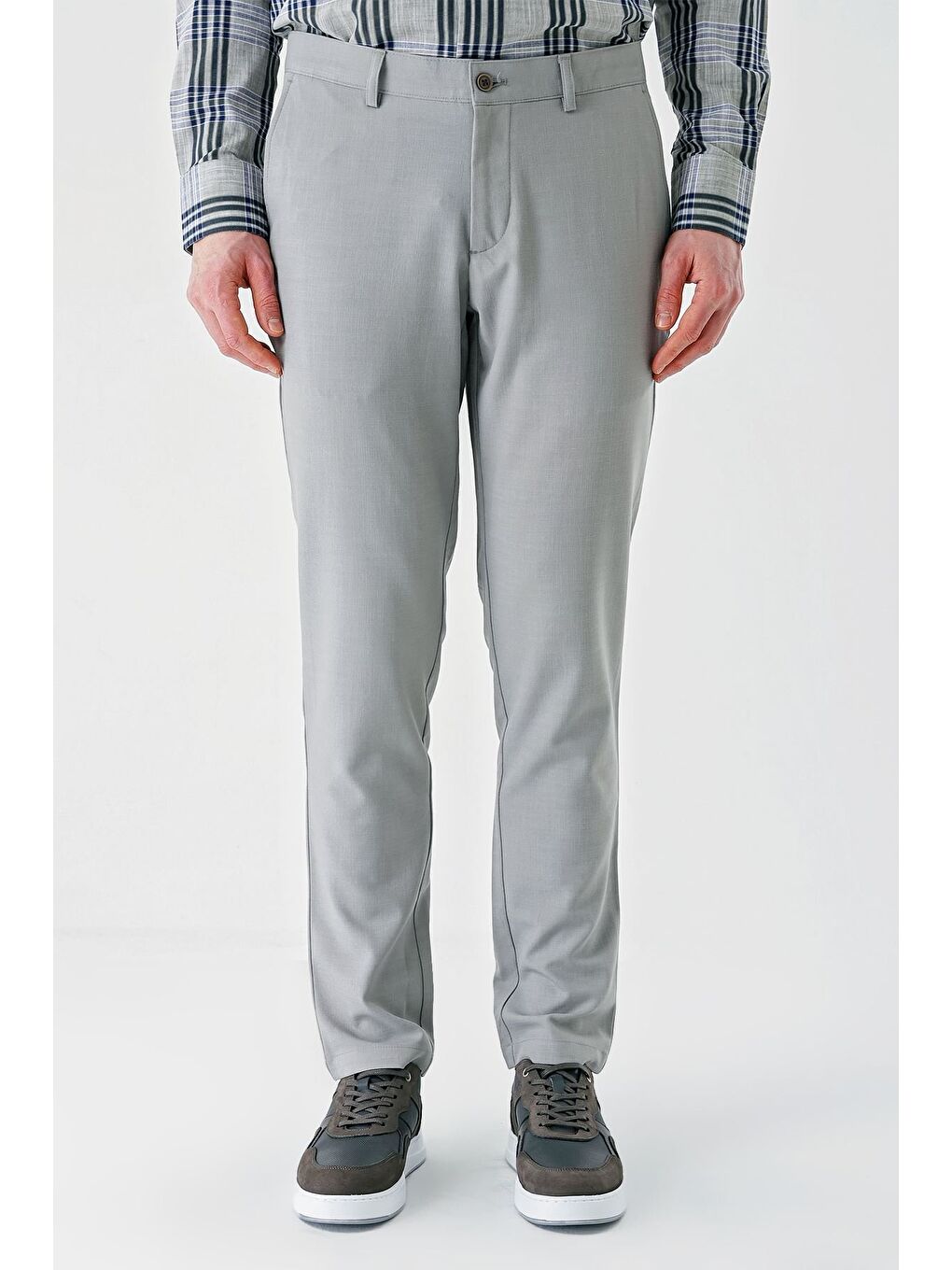 Gri Esnek Yandan Cepli Casual Comfort Fit Chino Pantolon 1003240158-2