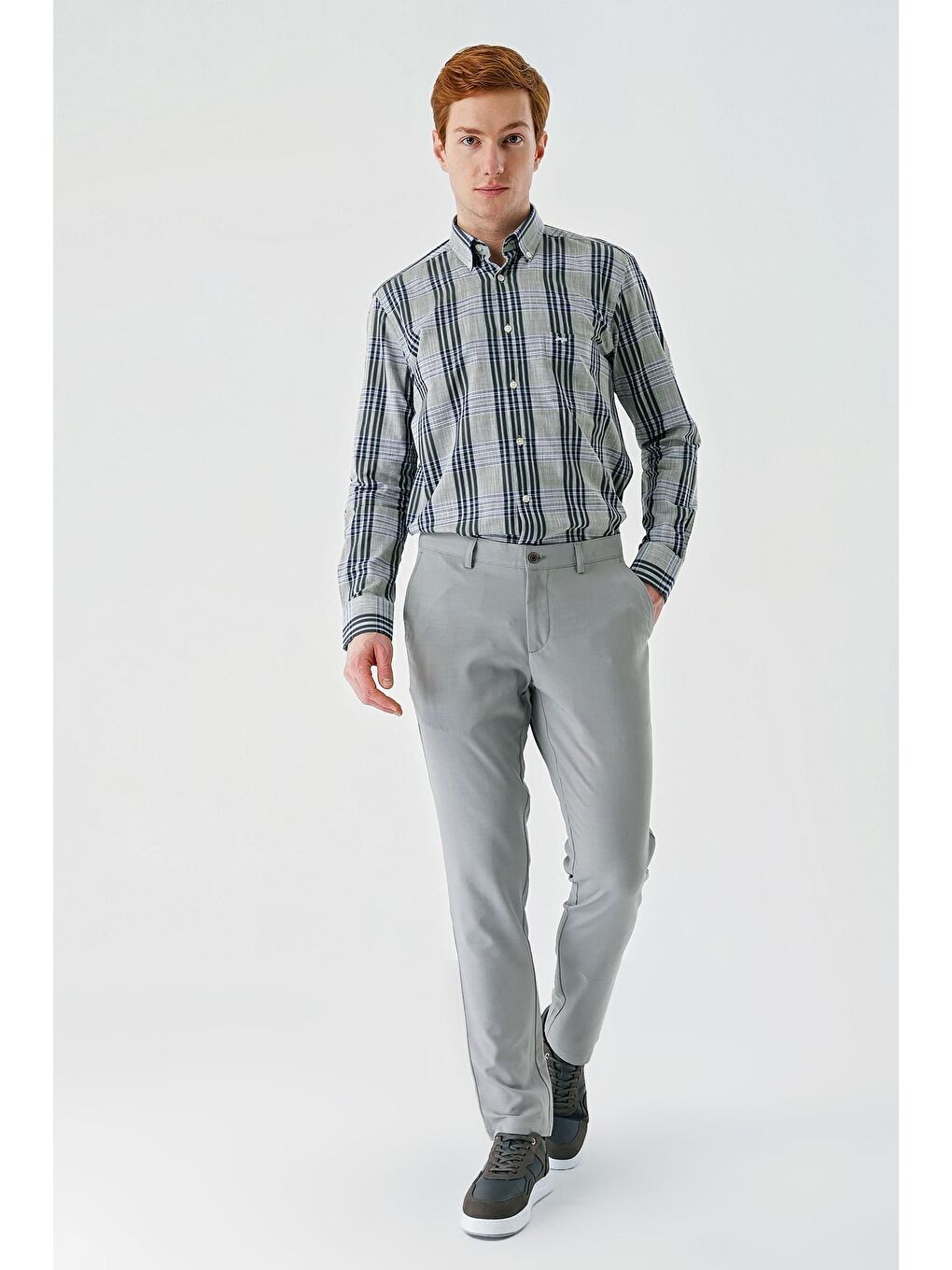 Gri Esnek Yandan Cepli Casual Comfort Fit Chino Pantolon 1003240158-3