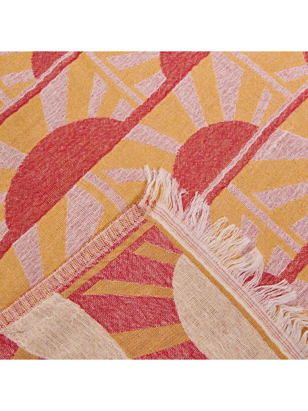 Kahverengi Soft Sun Madness Güneş Desenli Peştamal - Hardal - 90x160 cm-1