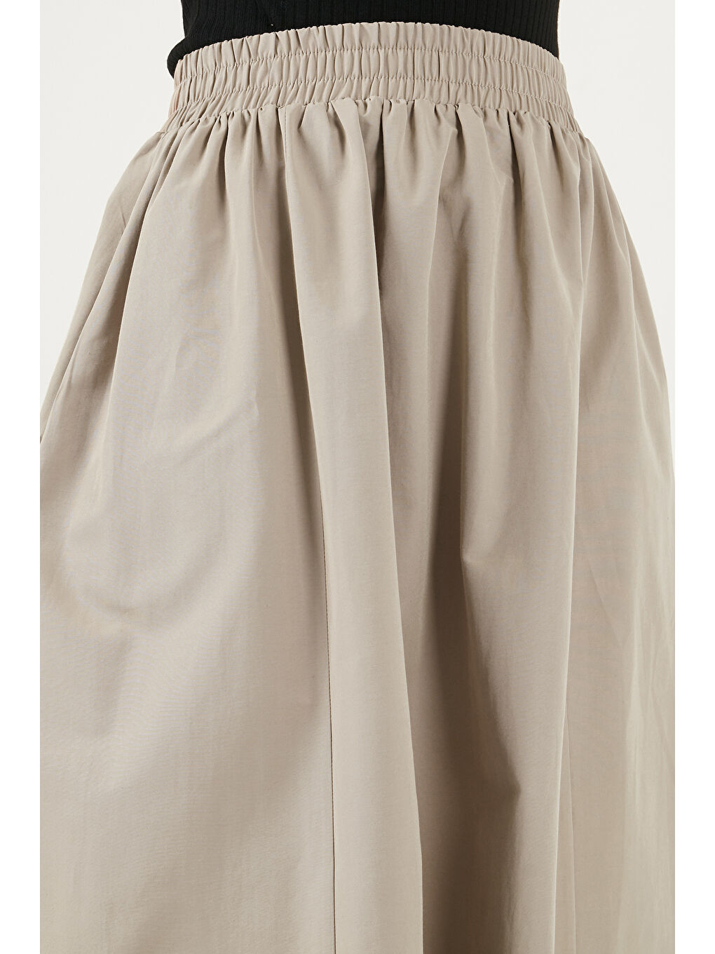 Haki Pamuk Karışımlı Regular Fit Lastikli Bel Midi Boy Kadın Etek 6921268-5