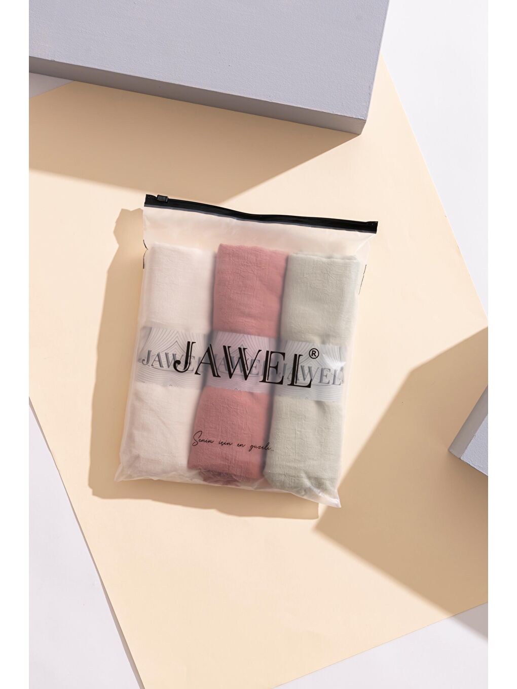 Karışık Kadın Konfor Şal Paketi (Somon-Nil Yeşili-Krem)-1