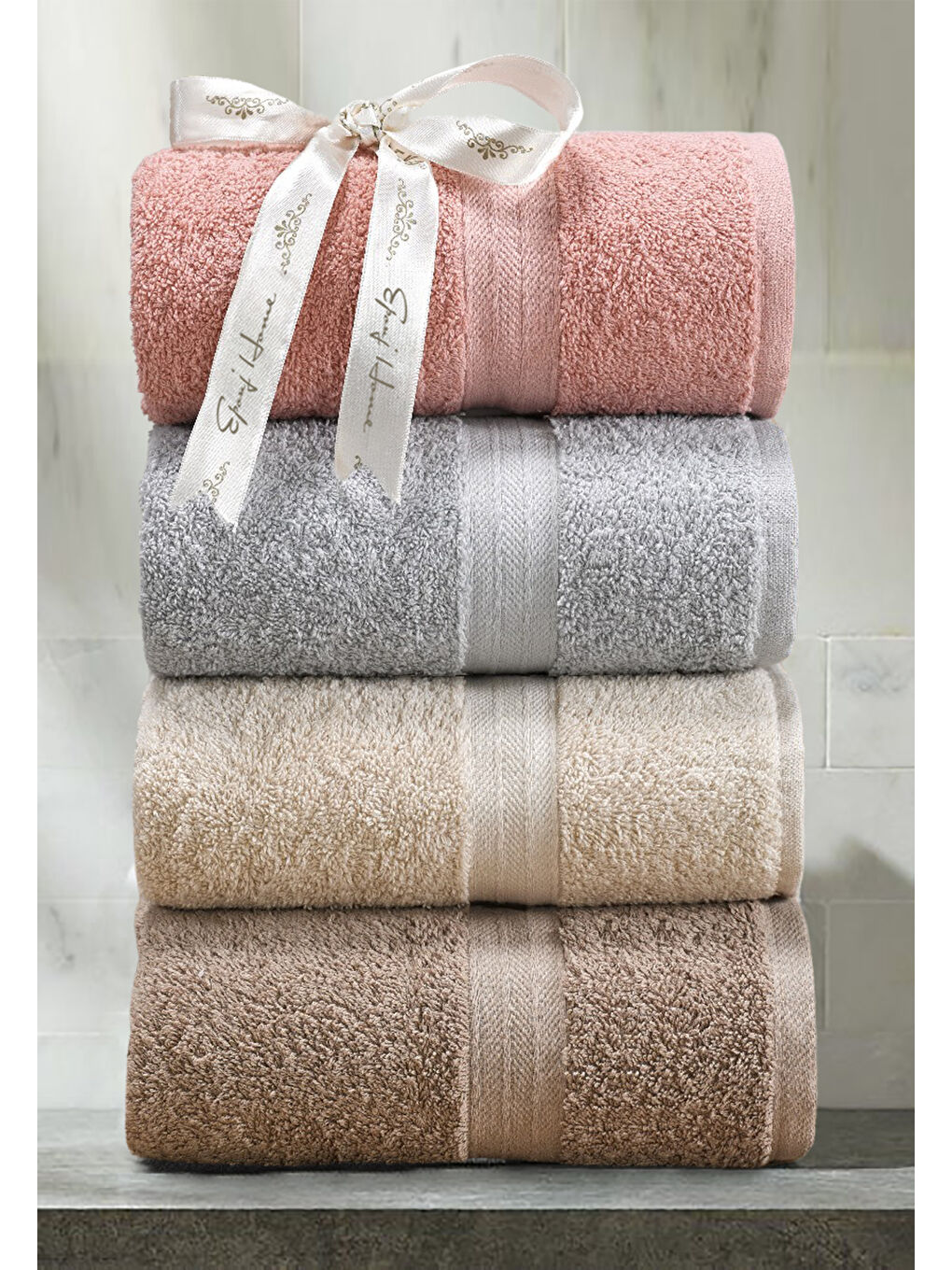 Bej 4lü Havlu Seti Mabel Beka 50x85cm-1