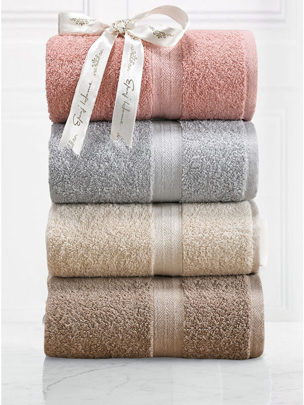 Bej 4lü Havlu Seti Mabel Beka 50x85cm-3