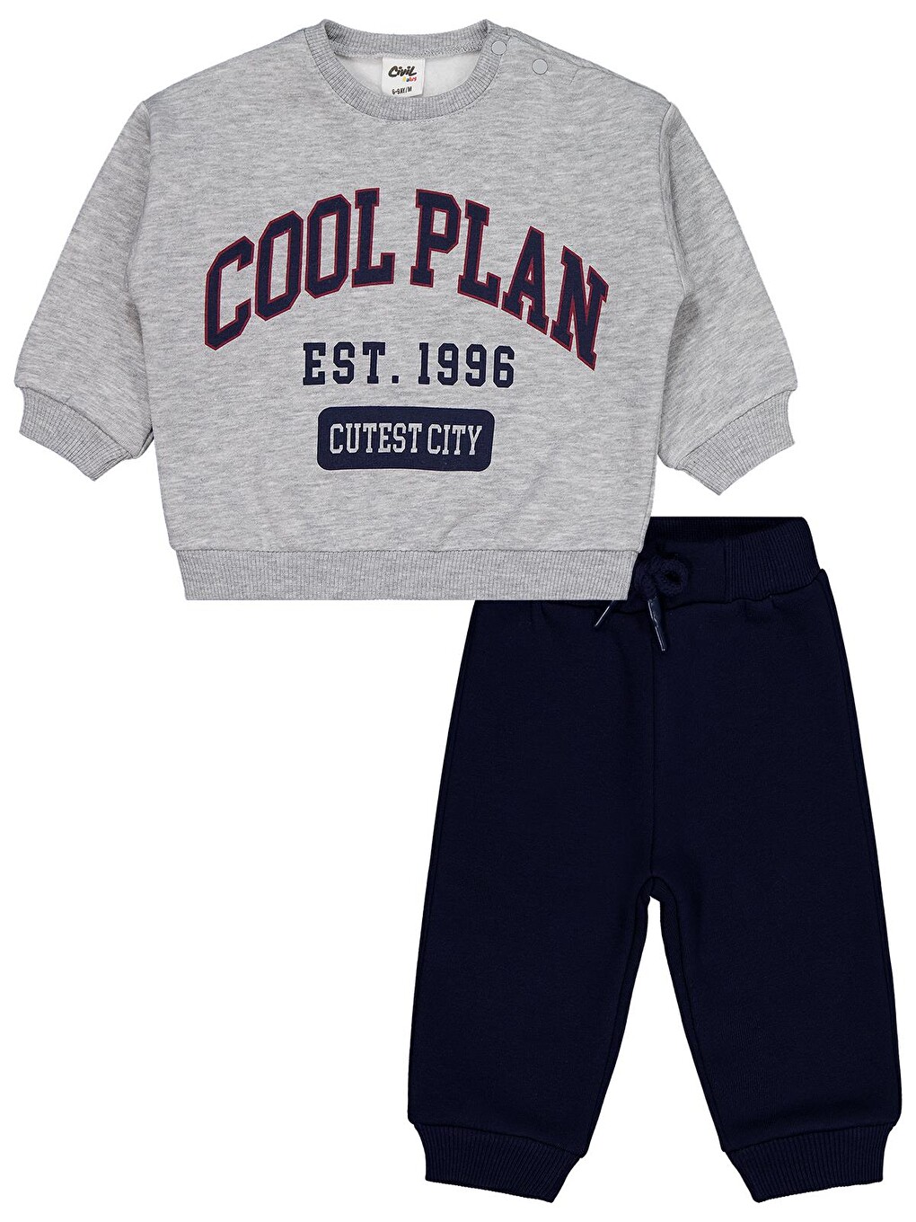 Baby Cool Plan Baskılı 6-18 Ay Takım - Lacivert