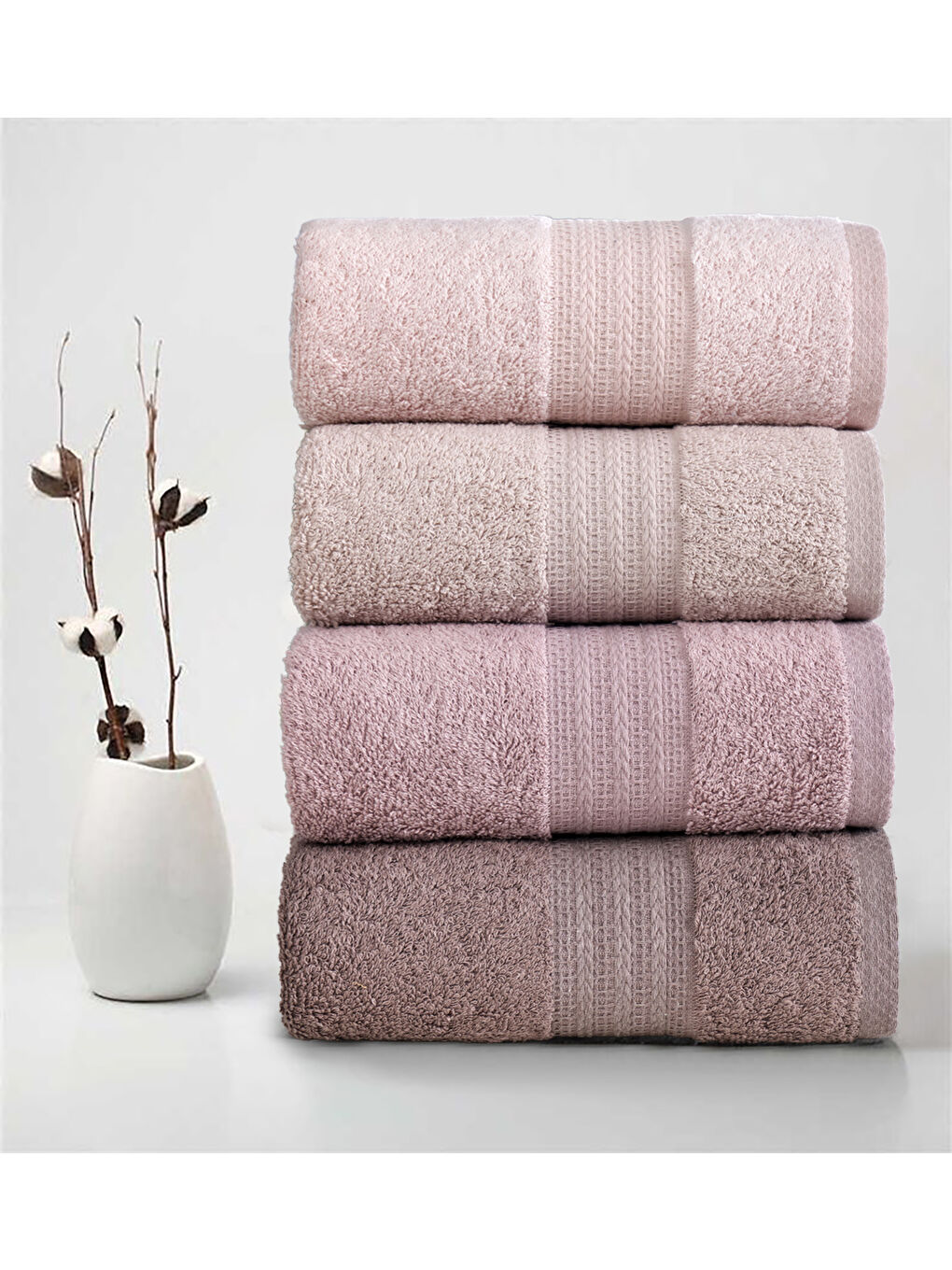 Pembe 4lü Havlu Seti Rainbow Pudra 50x85cm