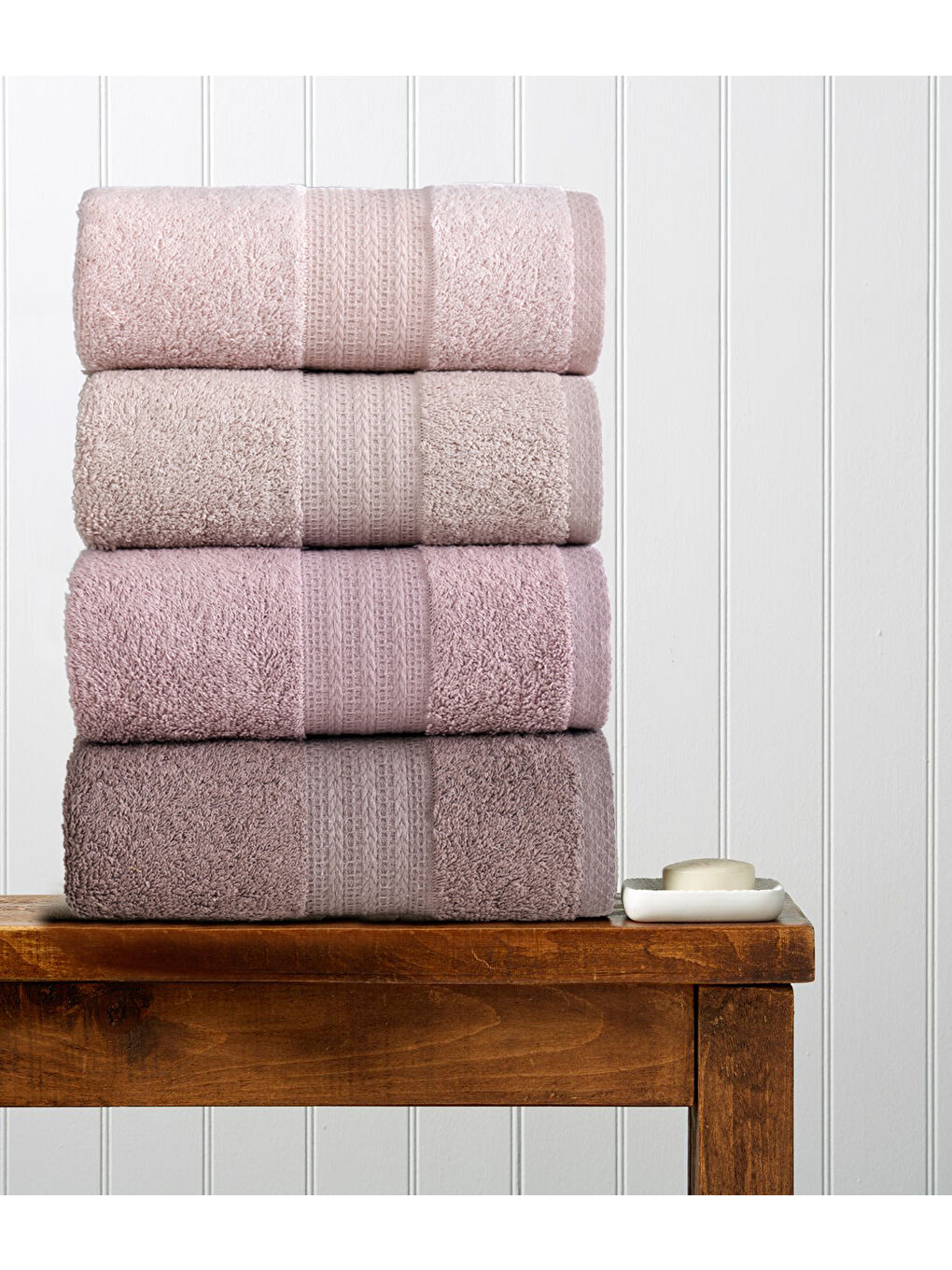 Pembe 4lü Havlu Seti Rainbow Pudra 50x85cm-2