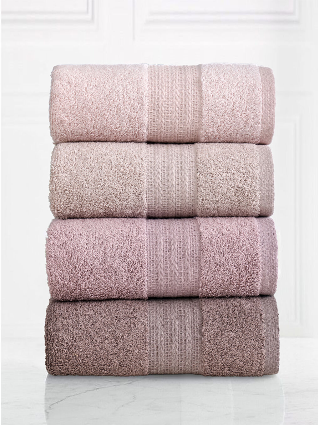 Pembe 4lü Havlu Seti Rainbow Pudra 50x85cm-3