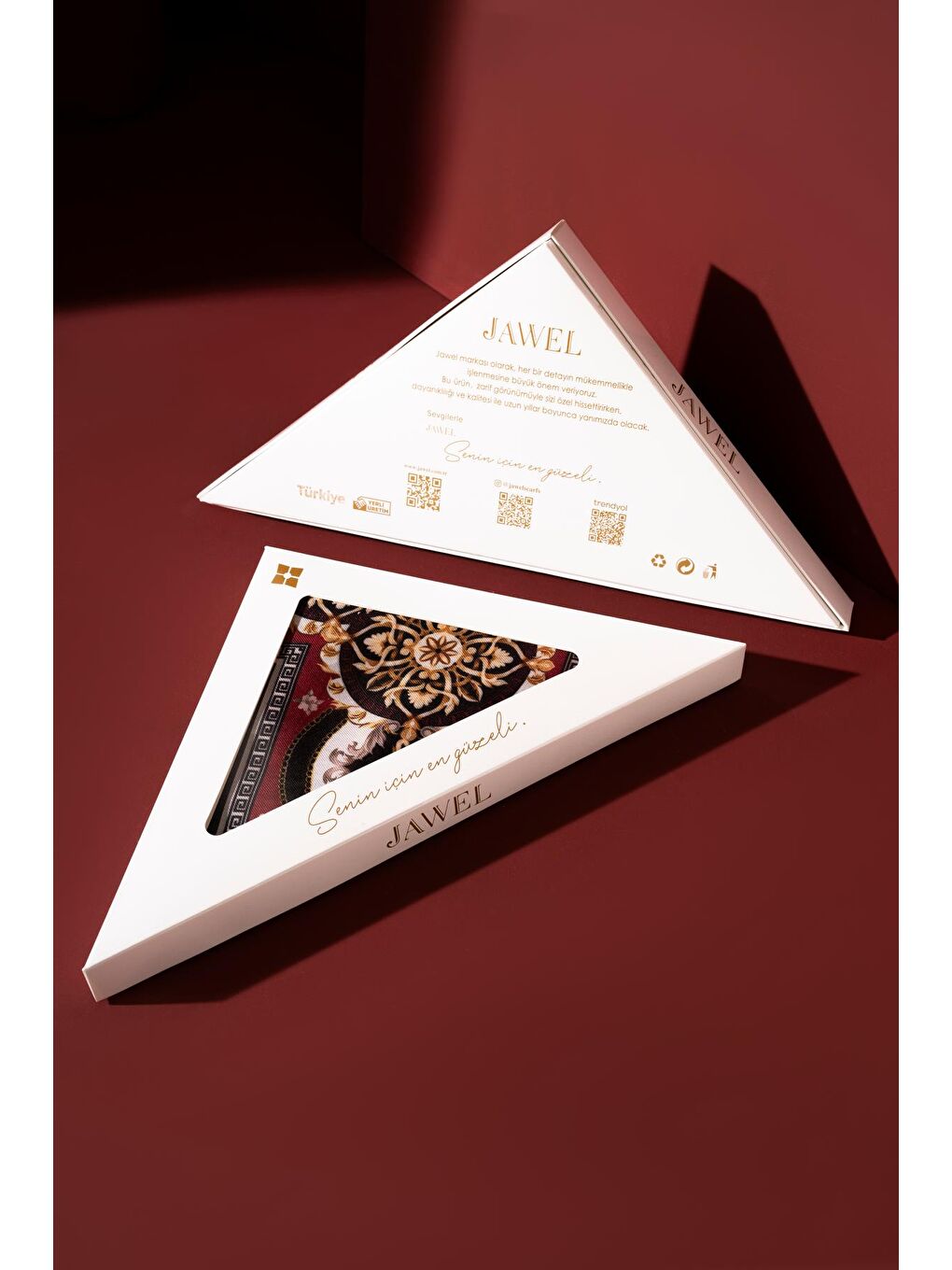 Bordo Kadın Etnik Desen Soft Şal Mylasa-1