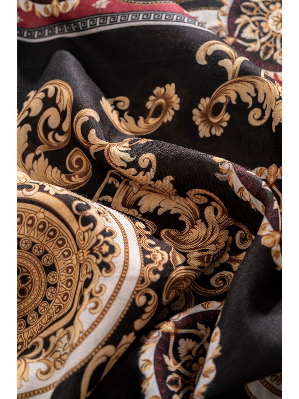 Bordo Kadın Etnik Desen Soft Şal Mylasa-2