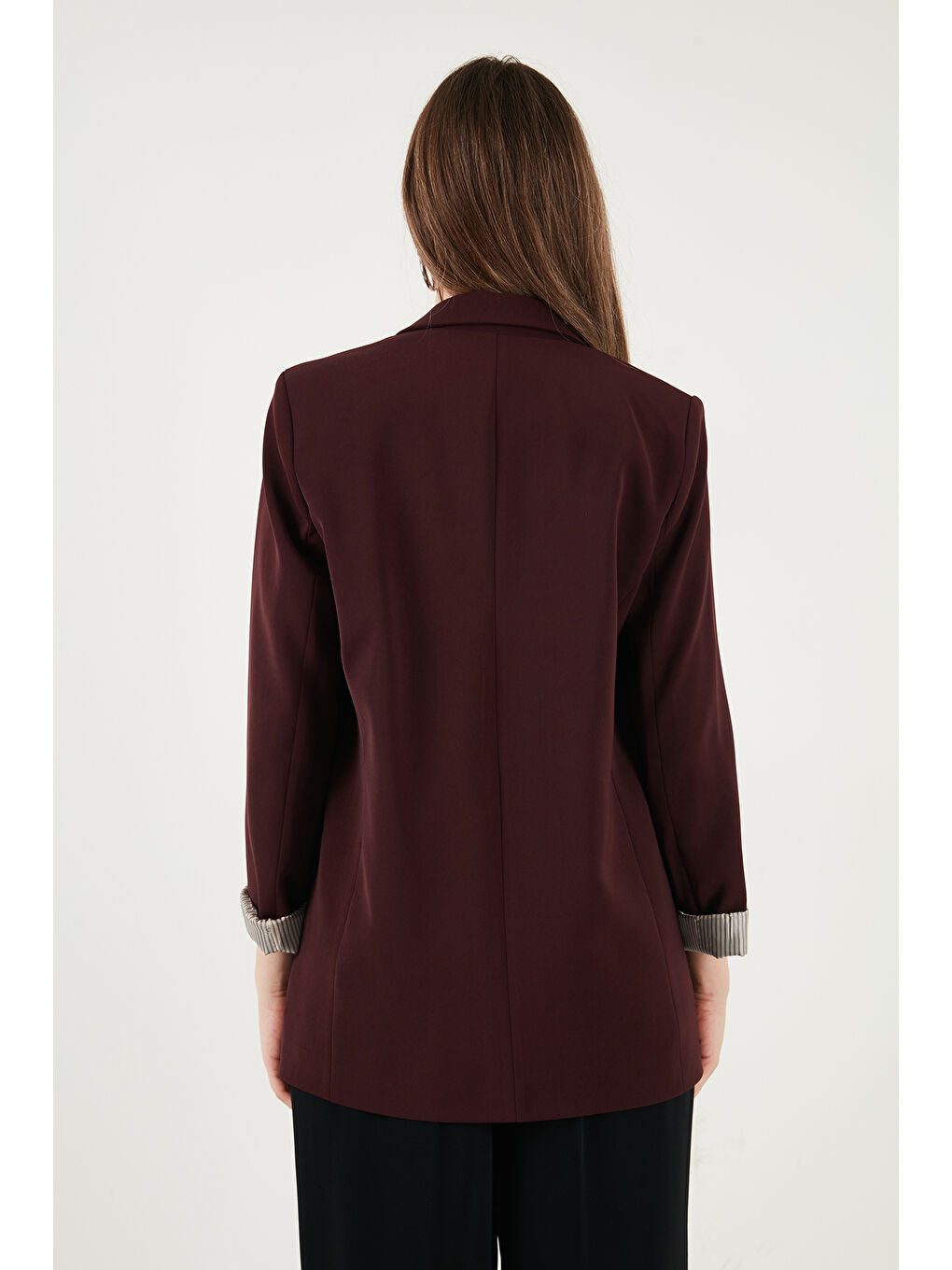 Mürdüm Regular Fit Kruvaze Yaka Desenli Astarlı Kadın Ceket 6927624-5