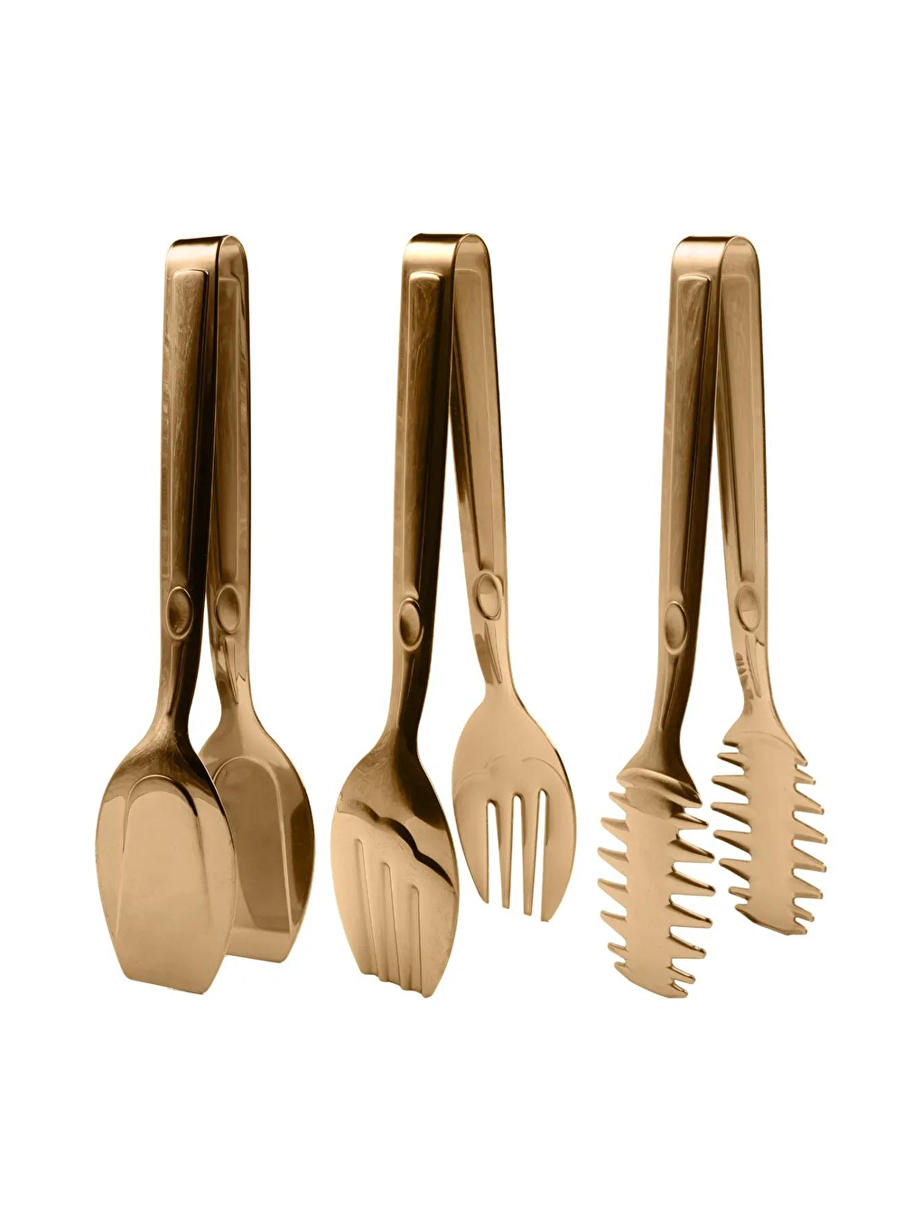 Kitchen Design Lab Altın Lüks 3 Parça Gold Servis Sunum Makarna Salata Pasta Maşa Seti - Paslanmaz Çelik - 4