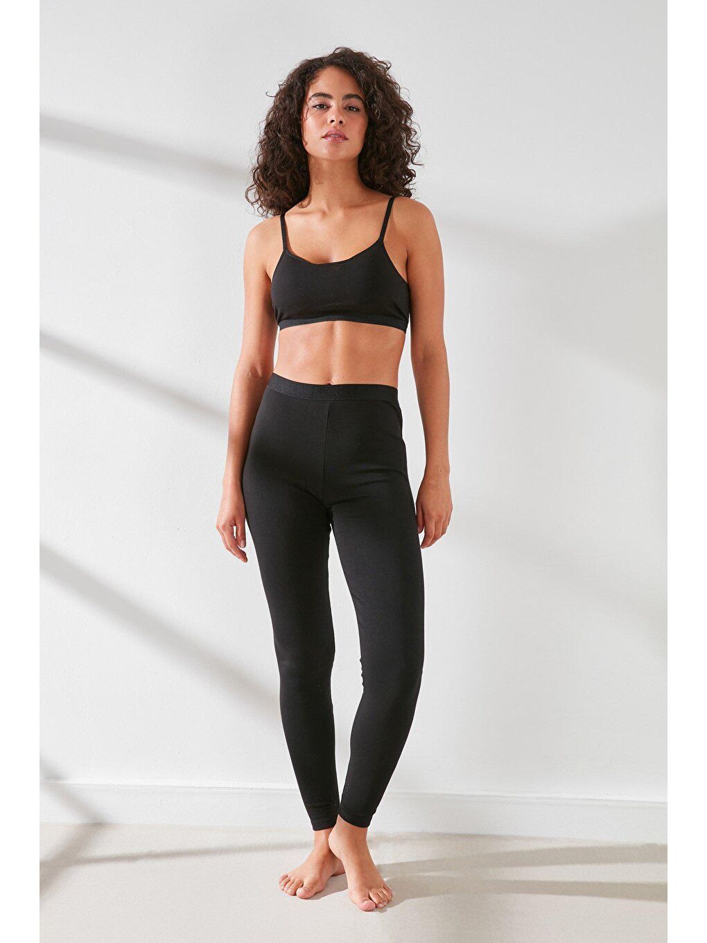 C11434 Kadın Modal Pamuk Termal Tayt Siyah