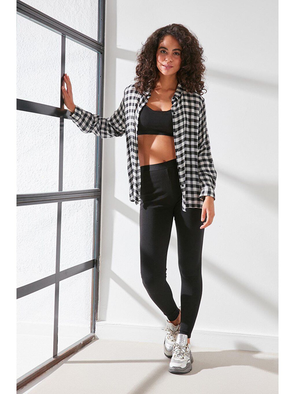 C11434 Kadın Modal Pamuk Termal Tayt Siyah-1