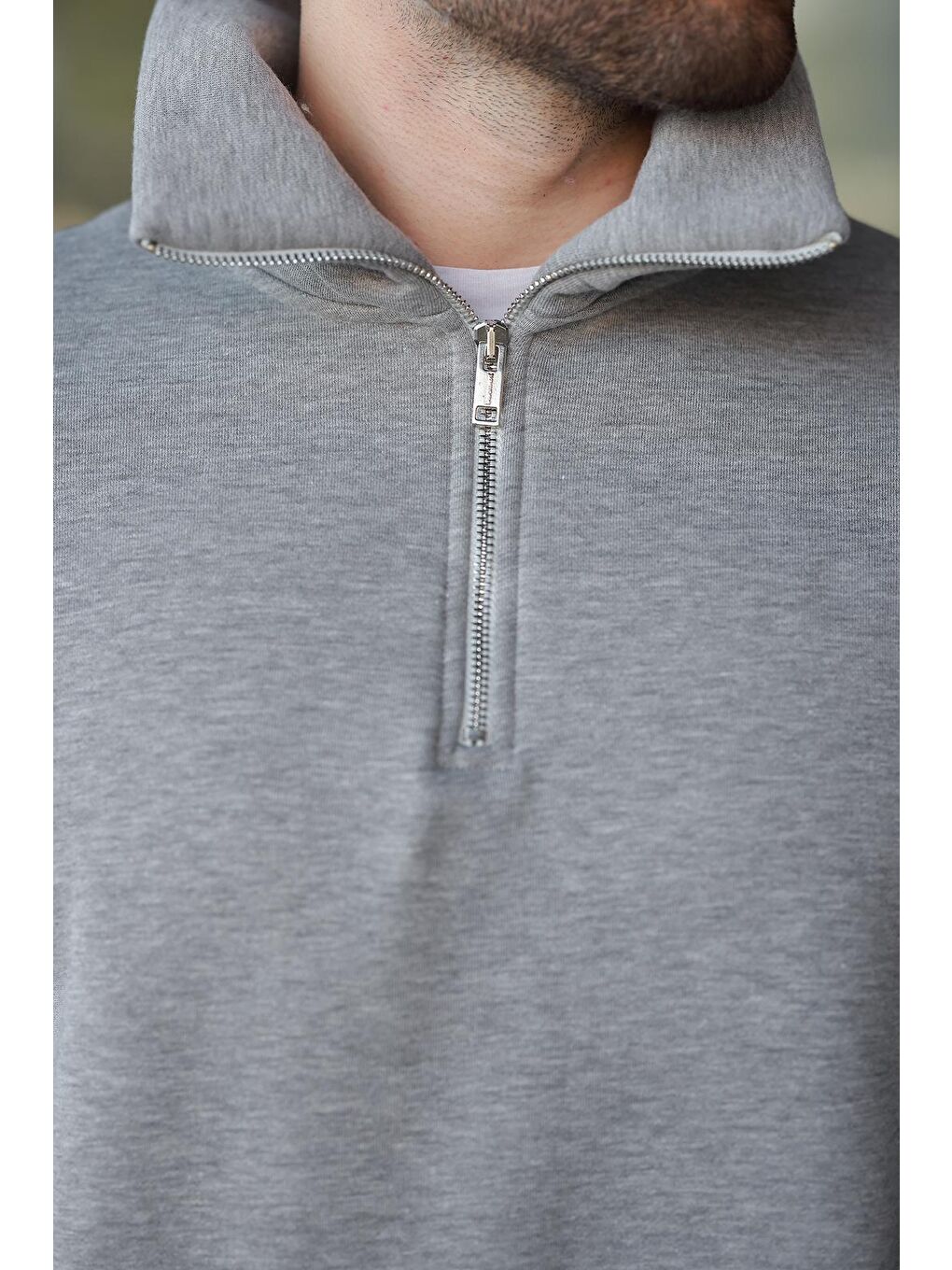 Grimelanj Fermuarlı Dik Yaka Kanguru Cep Erkek Sweatshirt E7159-3