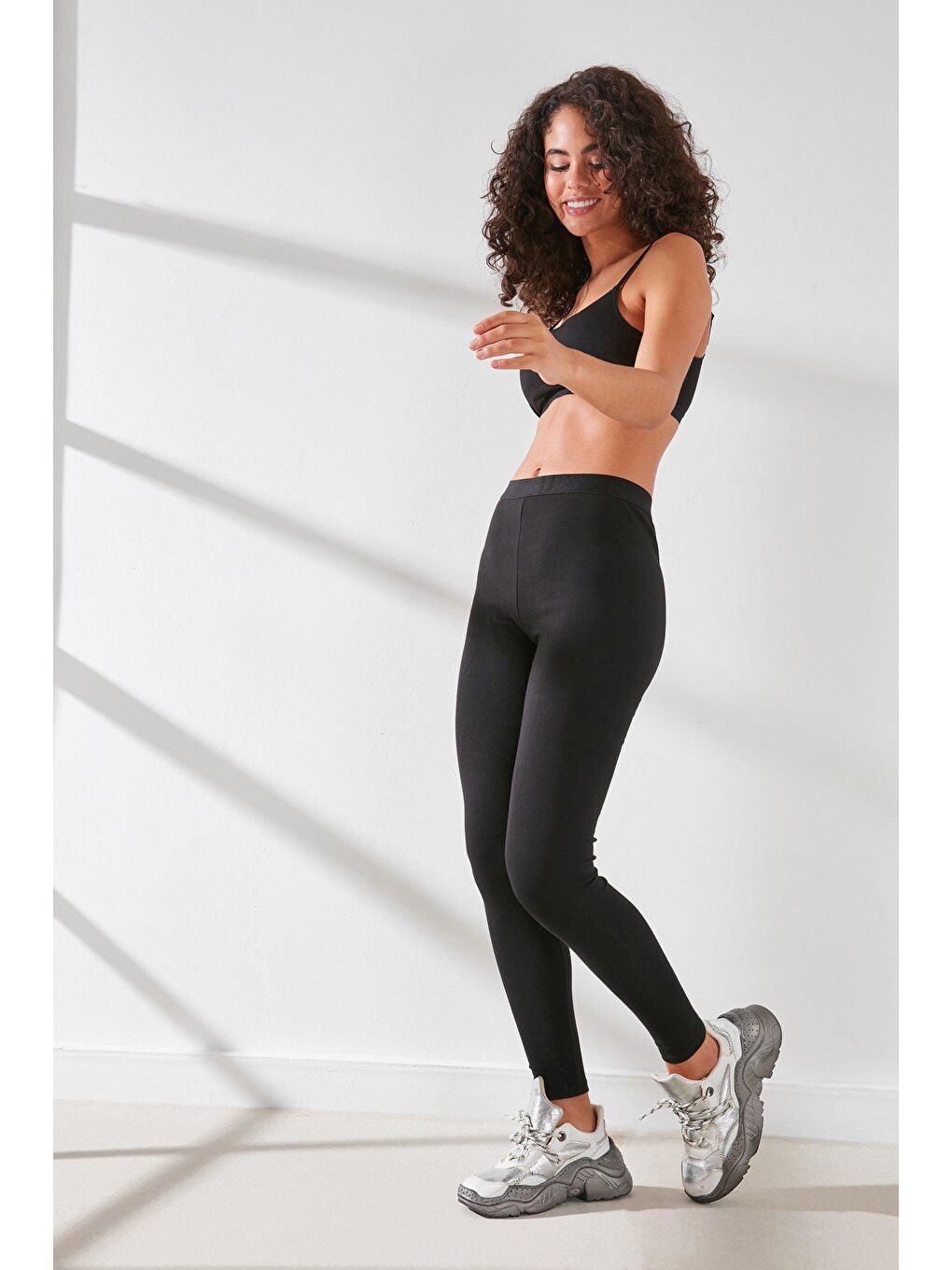 C11434 Kadın Modal Pamuk Termal Tayt Siyah-3