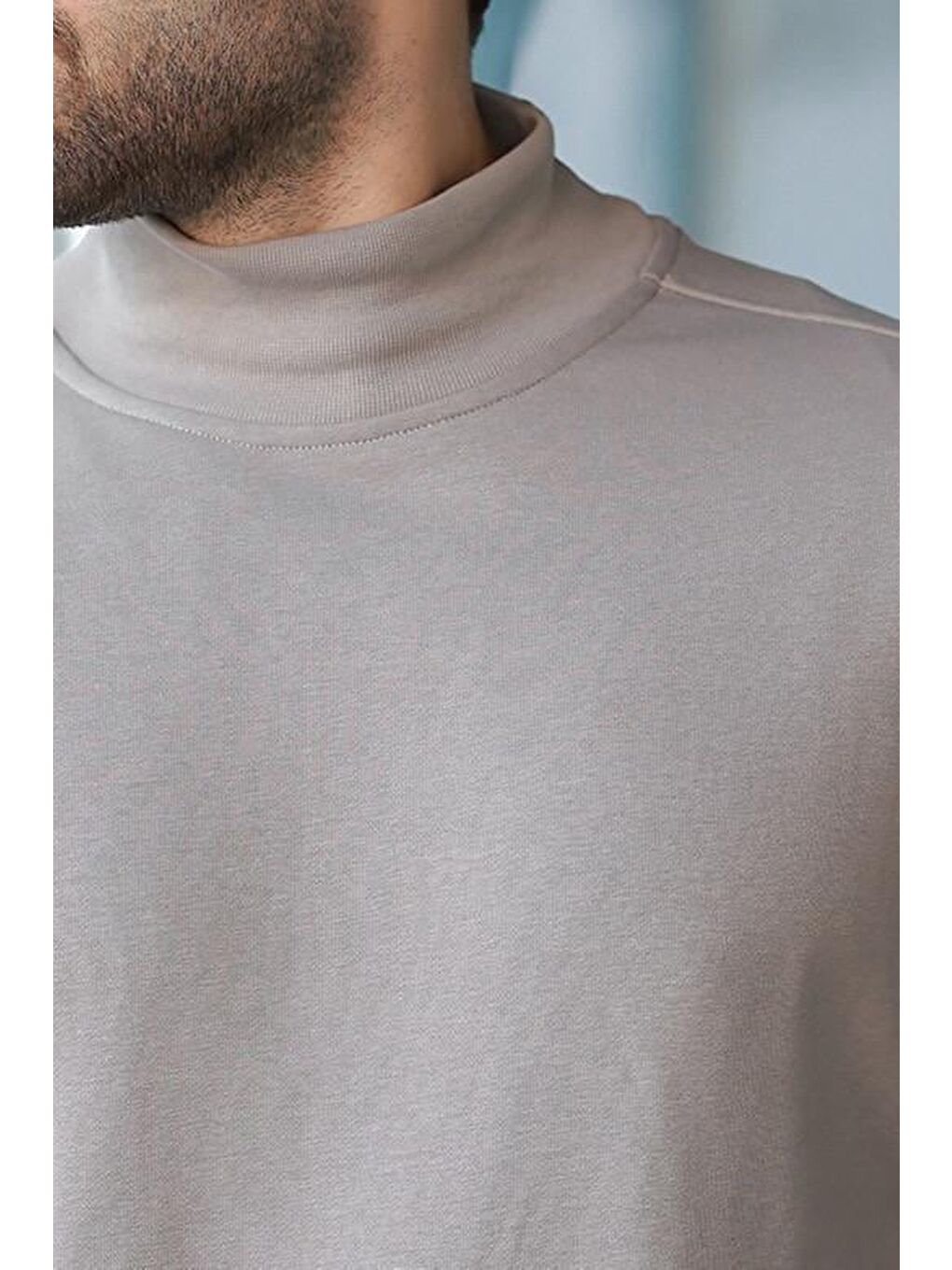 Boyalı Gri Yarım Balıkçı Yaka Erkek Basic Sweatshirt E7158-2