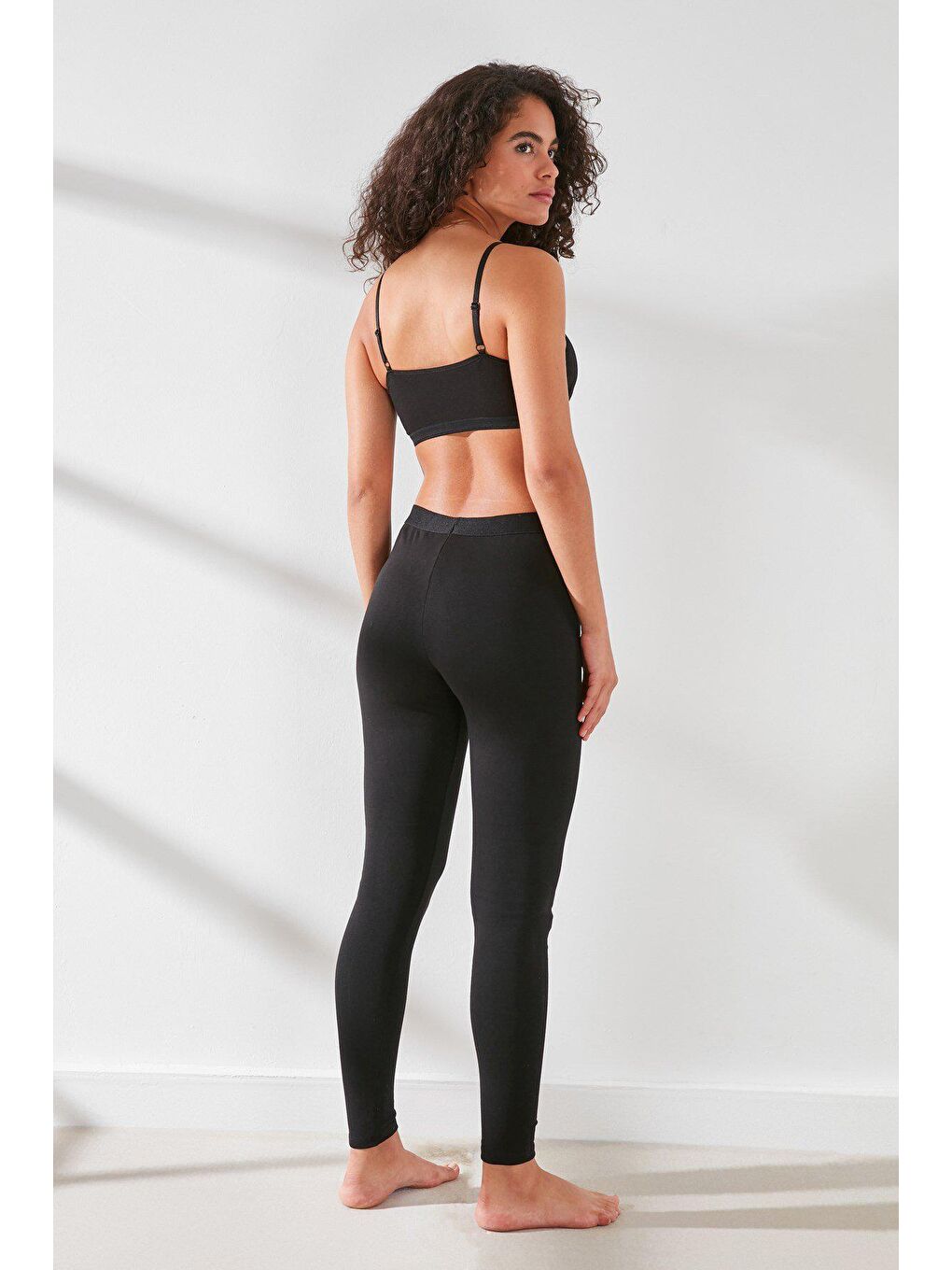 C11434 Kadın Modal Pamuk Termal Tayt Siyah-5