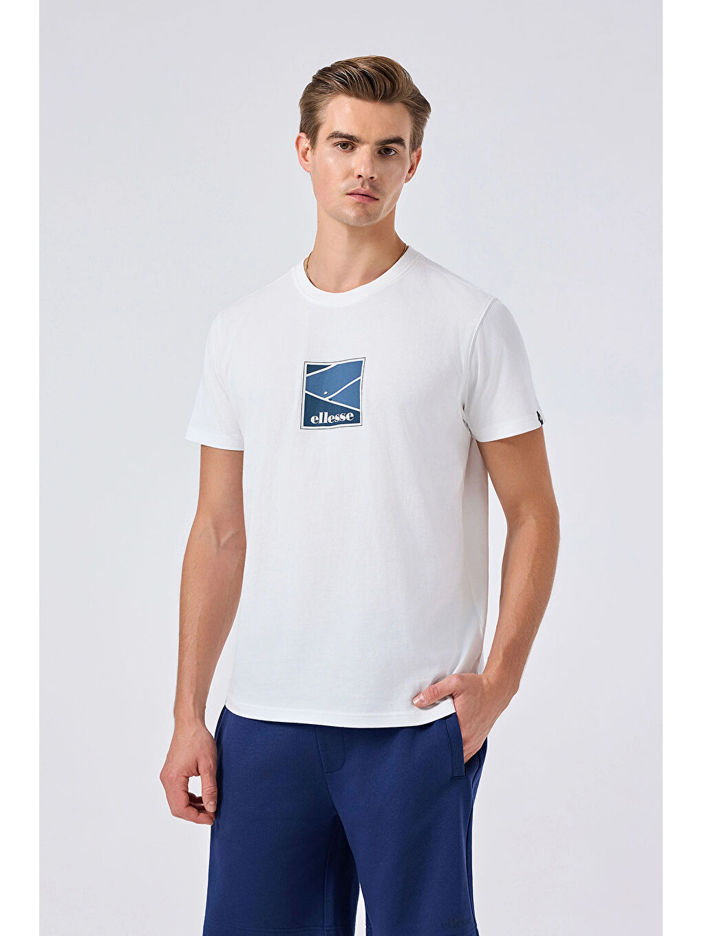 Beyaz % 100 Pamuk Regular Fit Bisiklet Yaka Baskılı T Shirt 6SM5025-OF