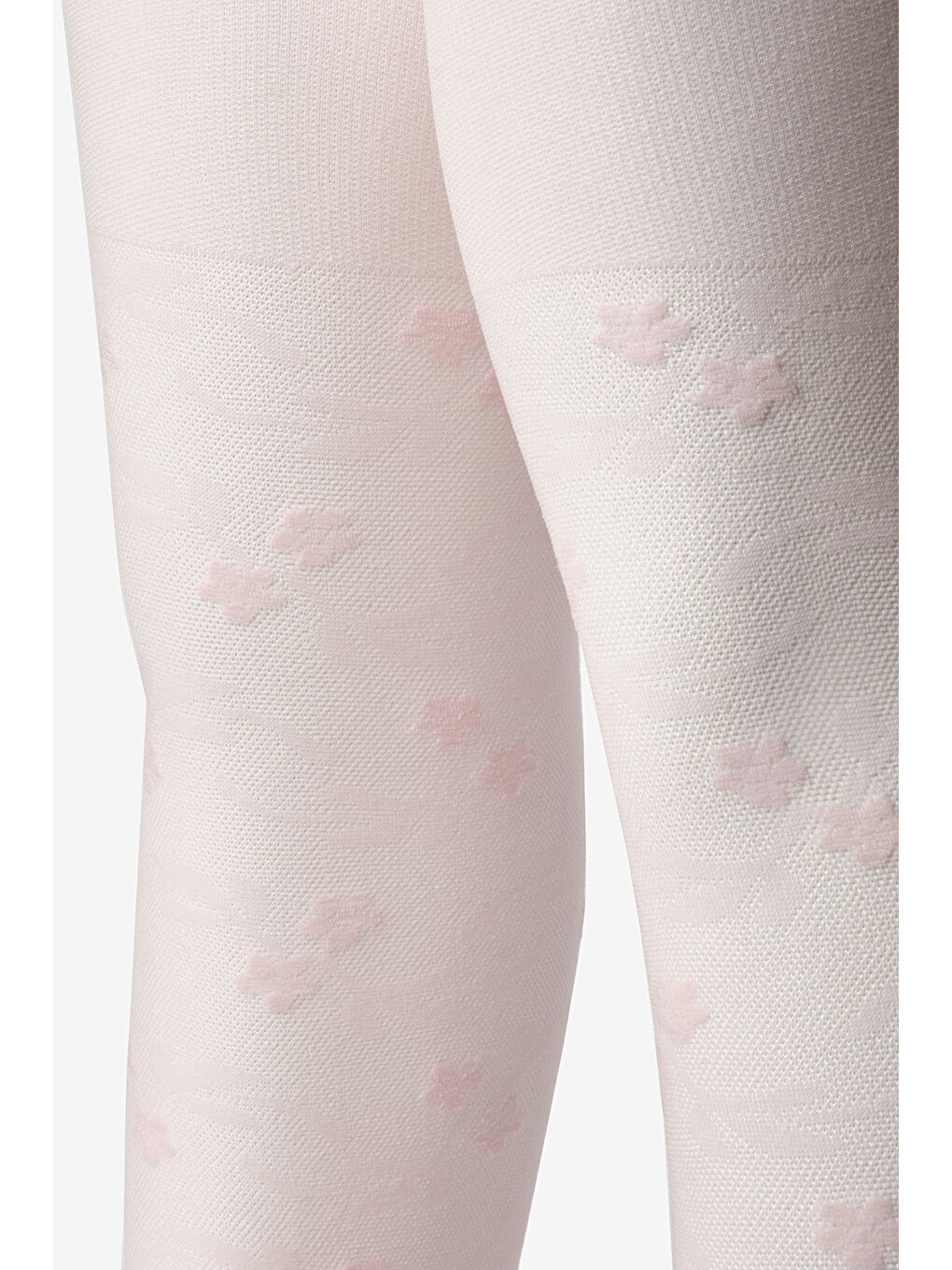 Pembe Çiçek Desenli Mikro File Kız Çocuk Külotlu Çorap-1